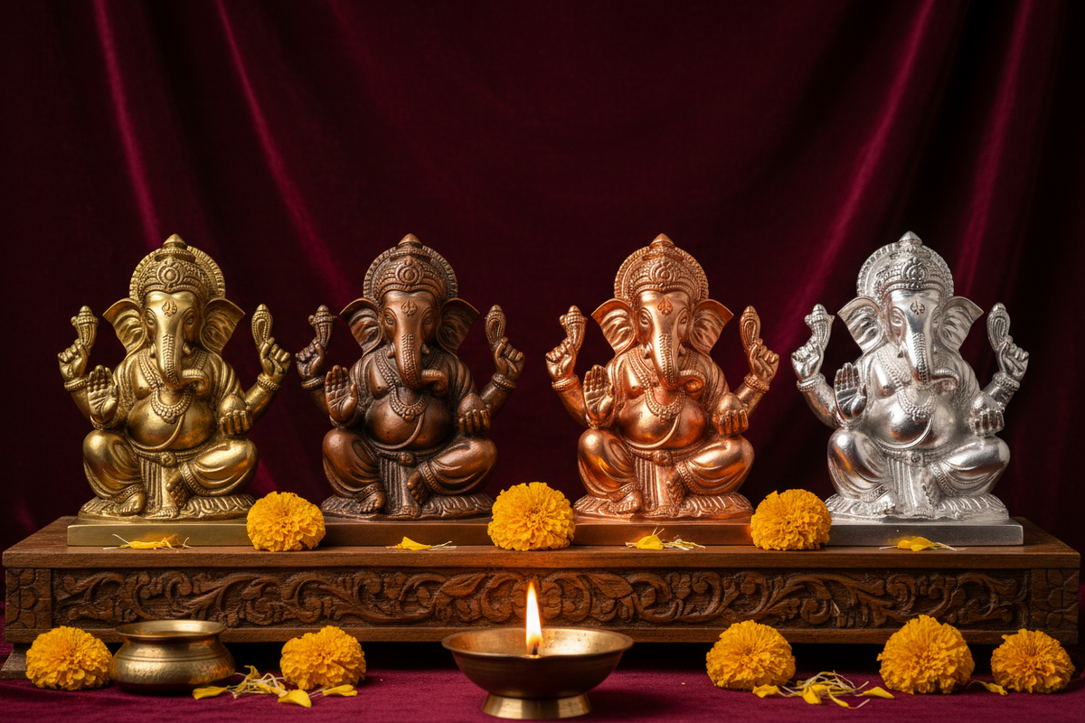 Brass, bronze, copper and silver Ganesha idols compared — which metal is best for home puja | Moksha Craft