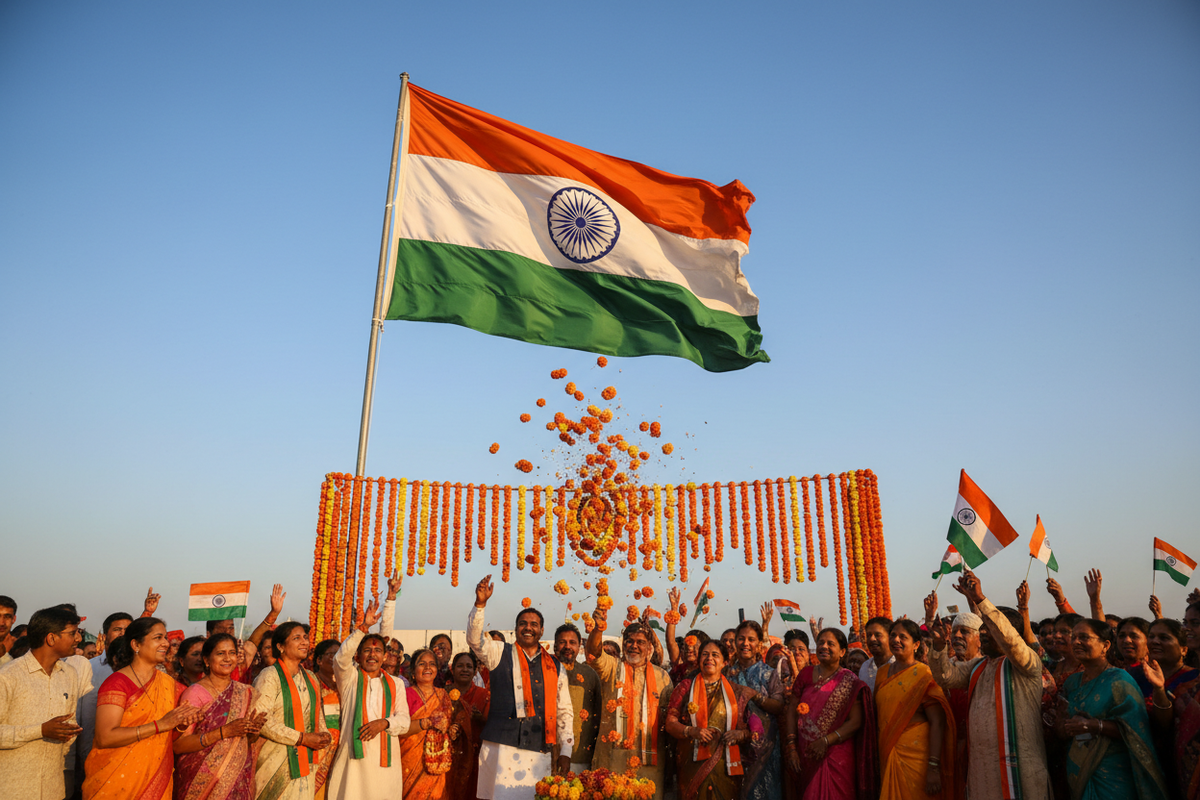 India Independence Day — Indian tricolor flag with Ashoka Chakra | Moksha Craft
