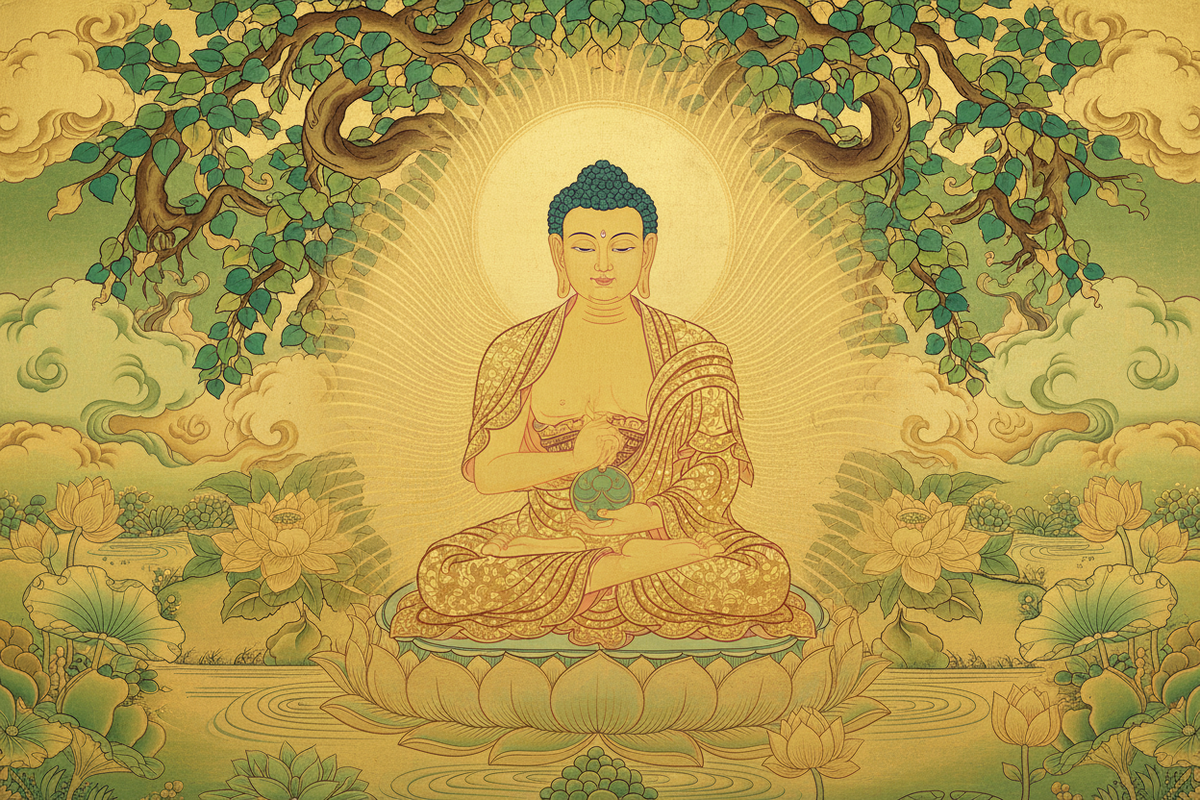 Shakyamuni Buddha — enlightenment under the Bodhi tree at Bodhgaya | Moksha Craft