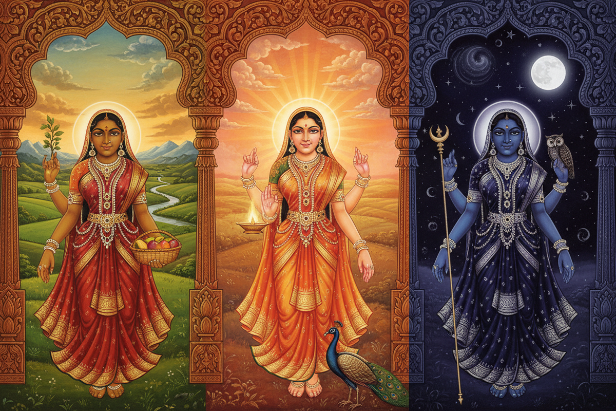 Vedic goddesses — Prithvi earth mother, Ushas dawn goddess and Ratri night goddess | Moksha Craft