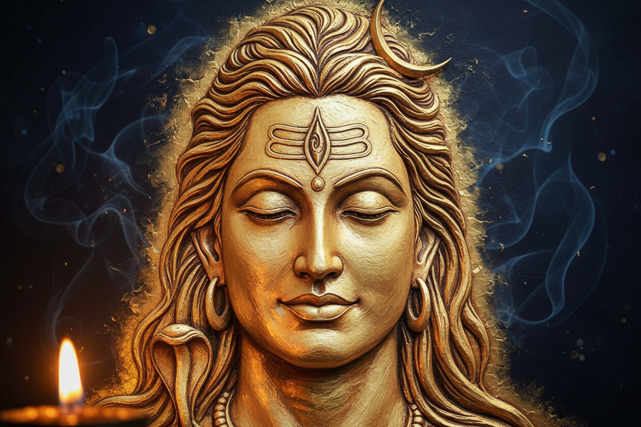 Shiv Ji 24K Gold Foil Painting