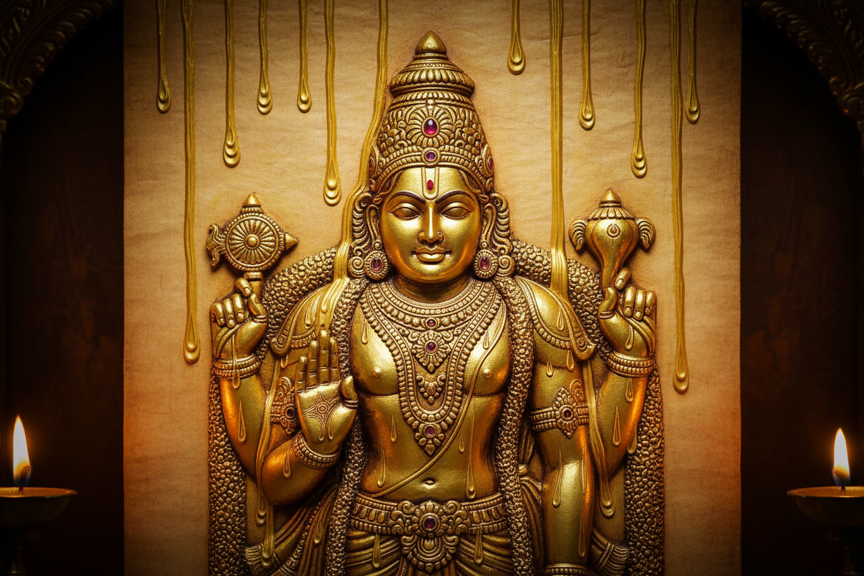 Tirupati Balaji 24K Gold Foil Painting
