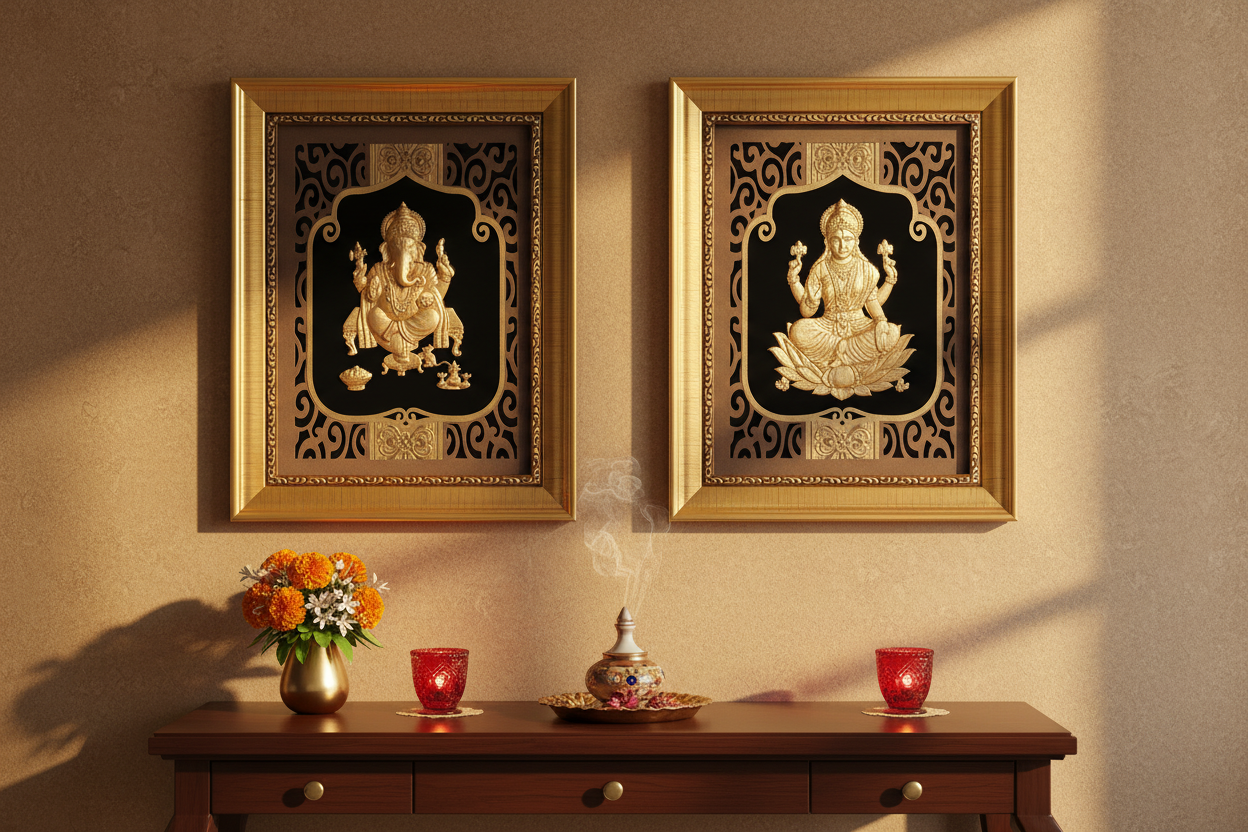 24K Gold Foil Hindu Deity Wall Art - Lifestyle