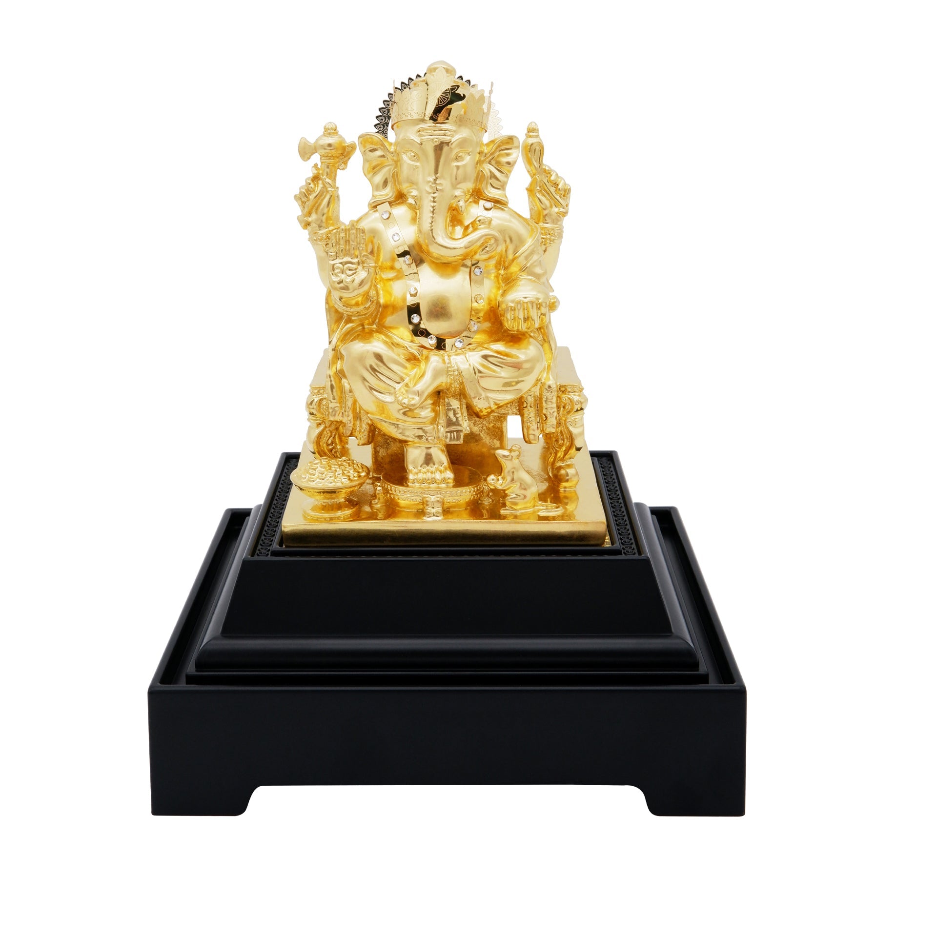 Ganesha 24K Gold Gilded Statue Desk Deco, 4.7x4.1x7.5 Inches