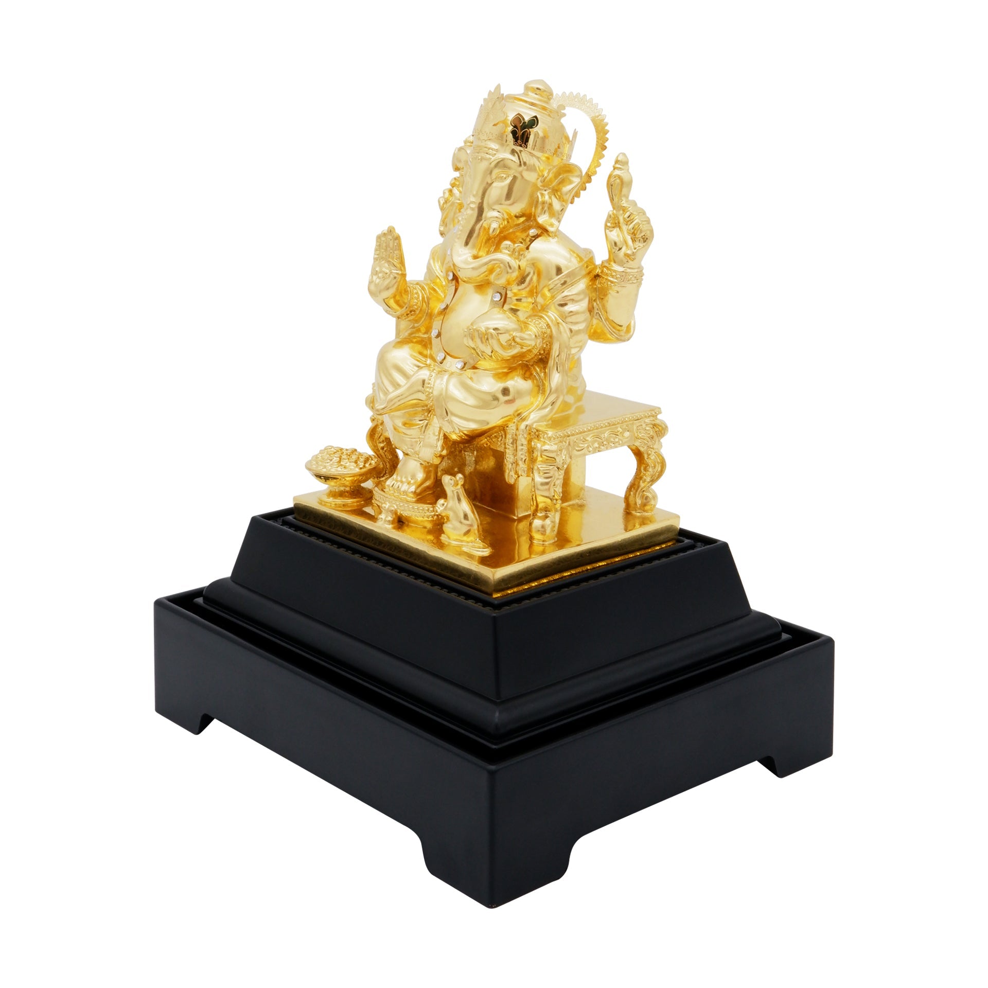 Ganesha 24K Gold Gilded Statue Desk Deco, 4.7x4.1x7.5 Inches