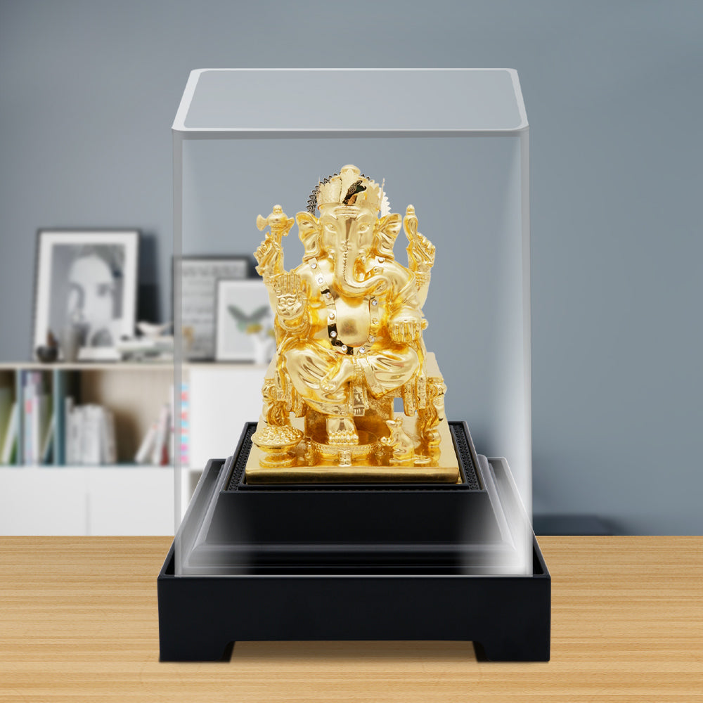 Ganesha 24K Gold Gilded Statue Desk Deco, 4.7x4.1x7.5 Inches