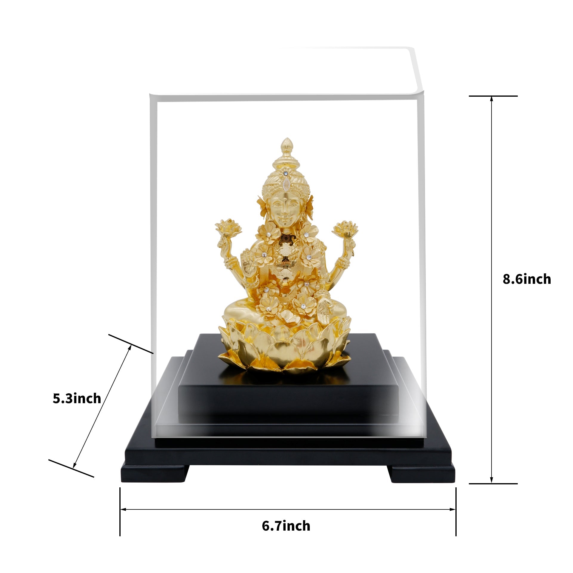 Lakshmi 24K Gold Gilded Statue Desk Deco, 6.7x5.3x8.7 Inches