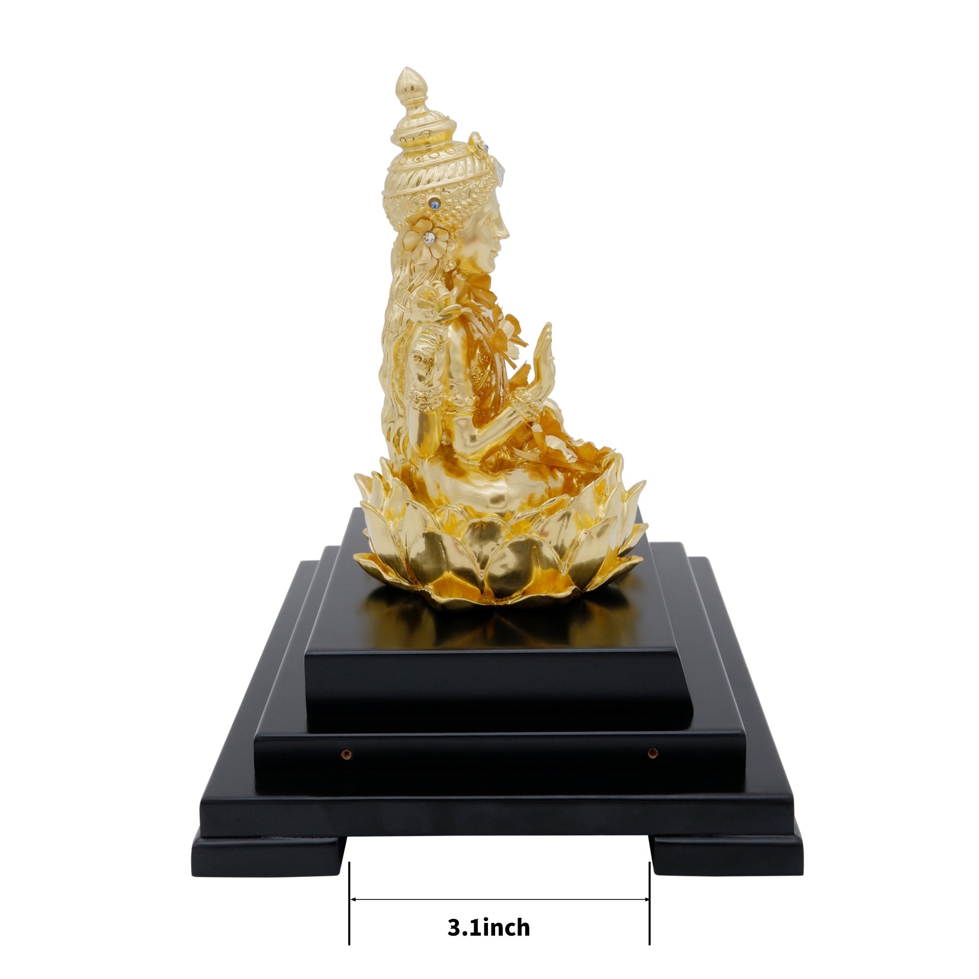 Lakshmi 24K Gold Gilded Statue Desk Deco, 6.7x5.3x8.7 Inches