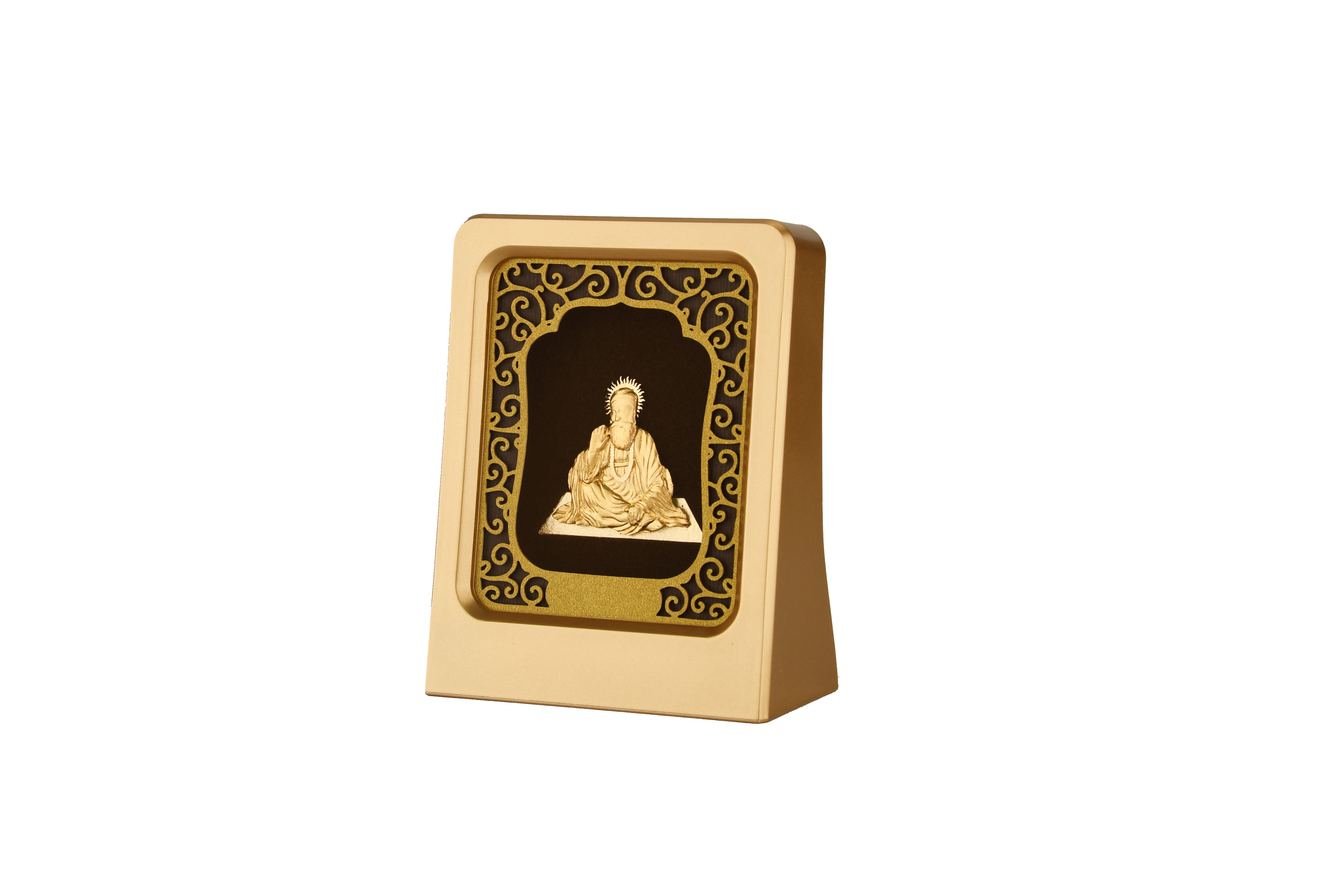 Guru 24K Gold Foil Painting with Matte Gold Tabletop Frame, 2x3 Inches
