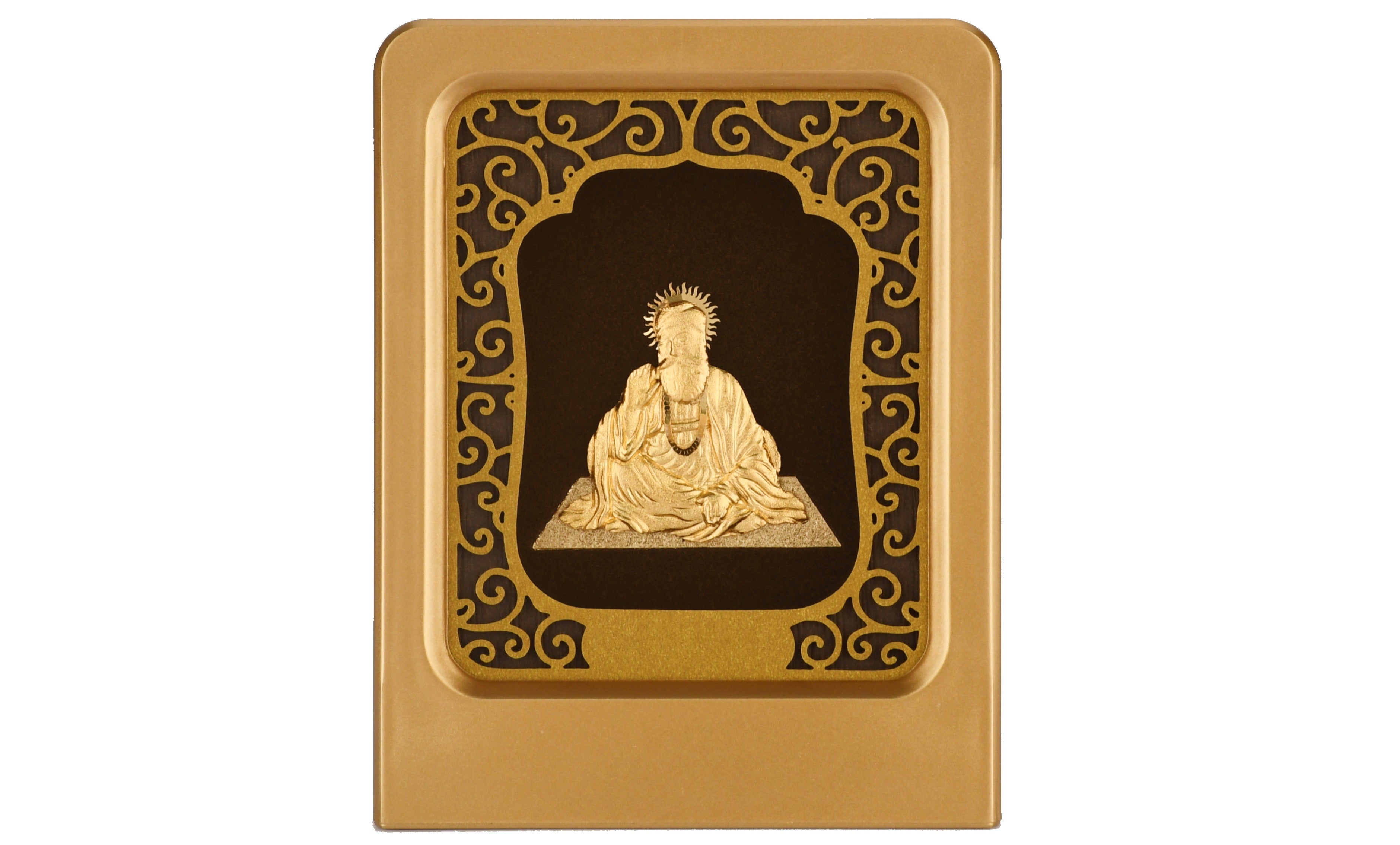 Guru 24K Gold Foil Painting with Matte Gold Tabletop Frame, 2x3 Inches