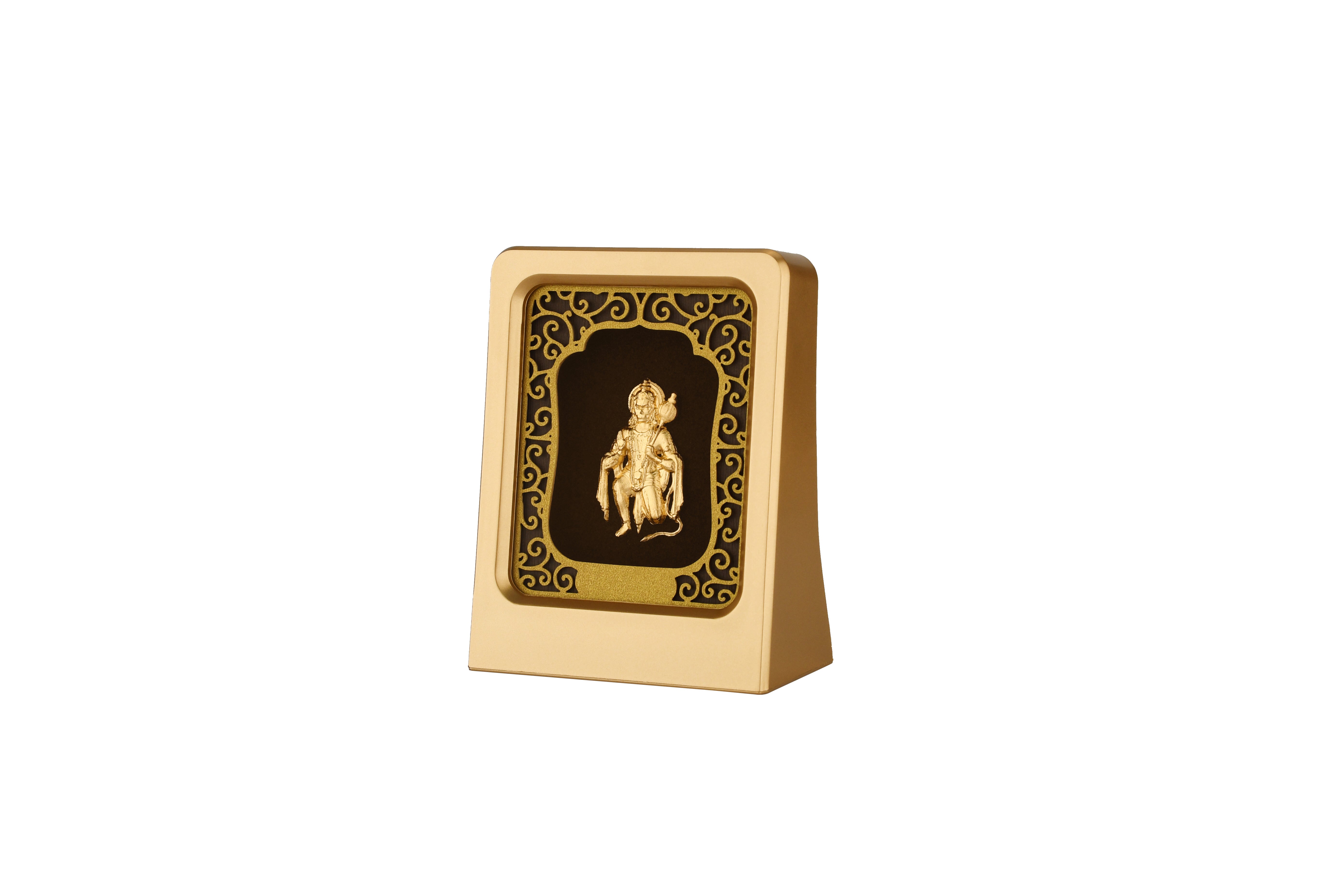 Hanuman 24K Gold Foil Painting with Matte Gold Tabletop Frame, 2x3 Inches