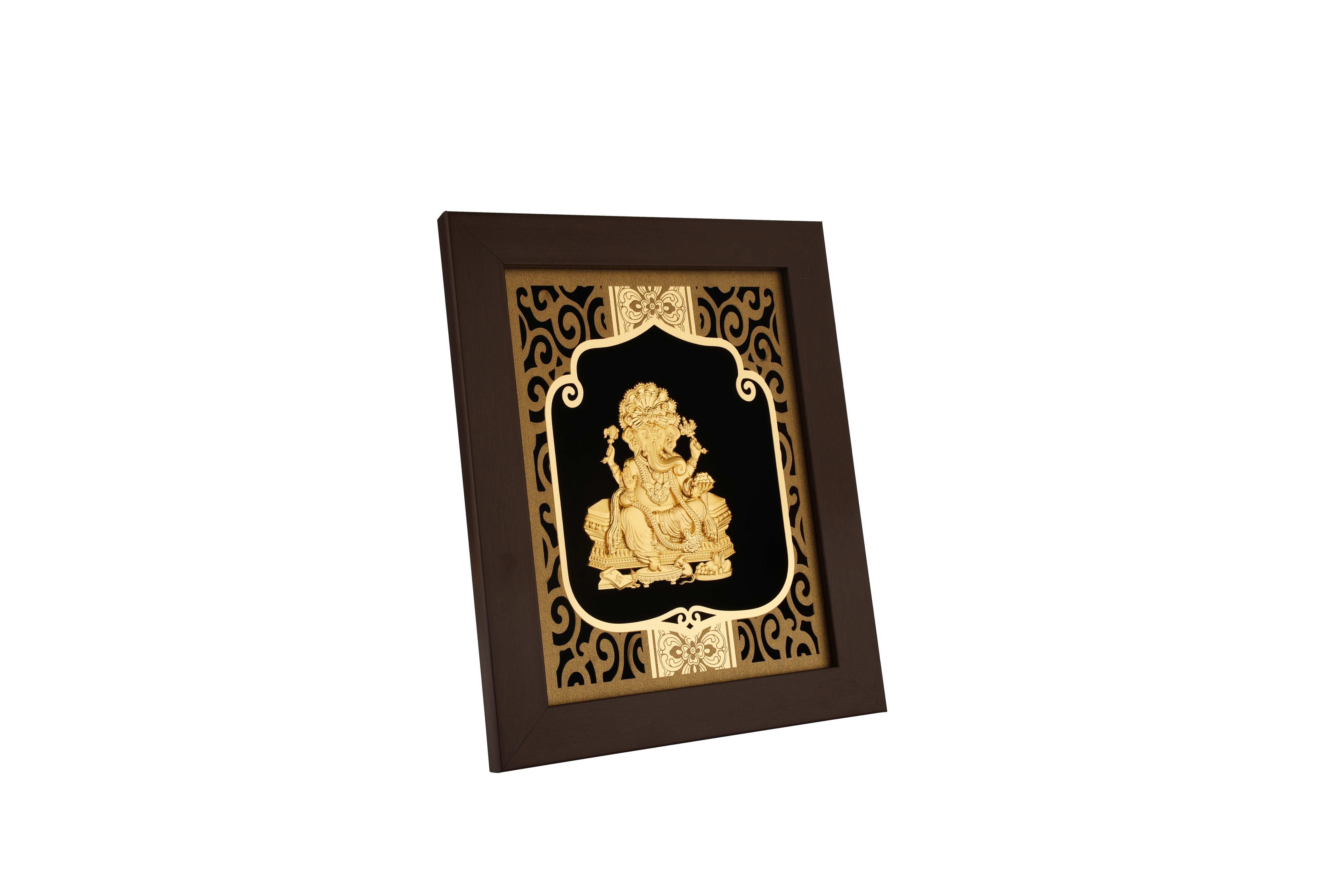 Ganesha 24K Gold Foil Painting with Burgundy Versatile Frame, 8x10 Inches
