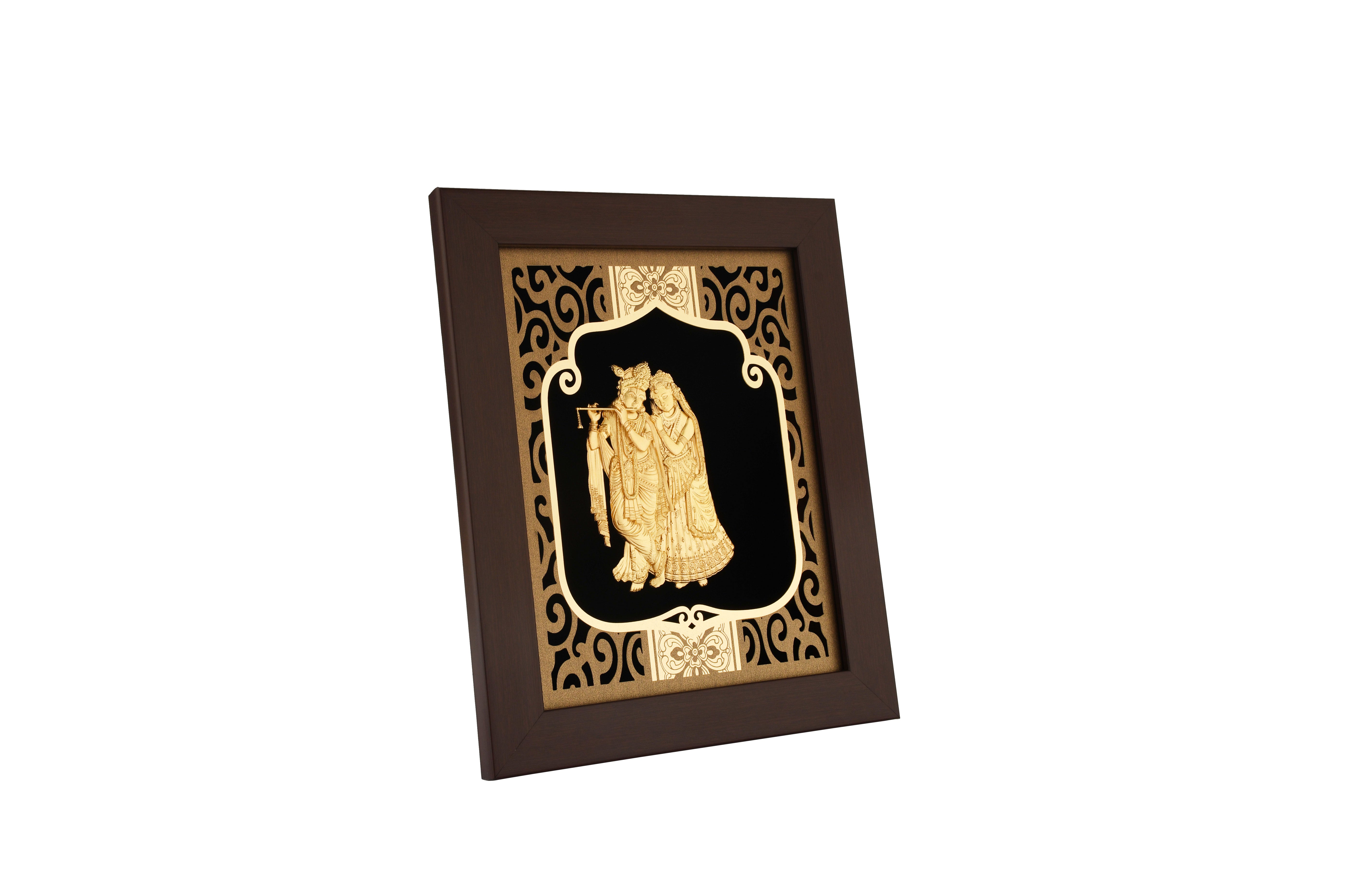 Krishna 24K Gold Foil Painting with Burgundy Versatile Frame, 8x10 Inches