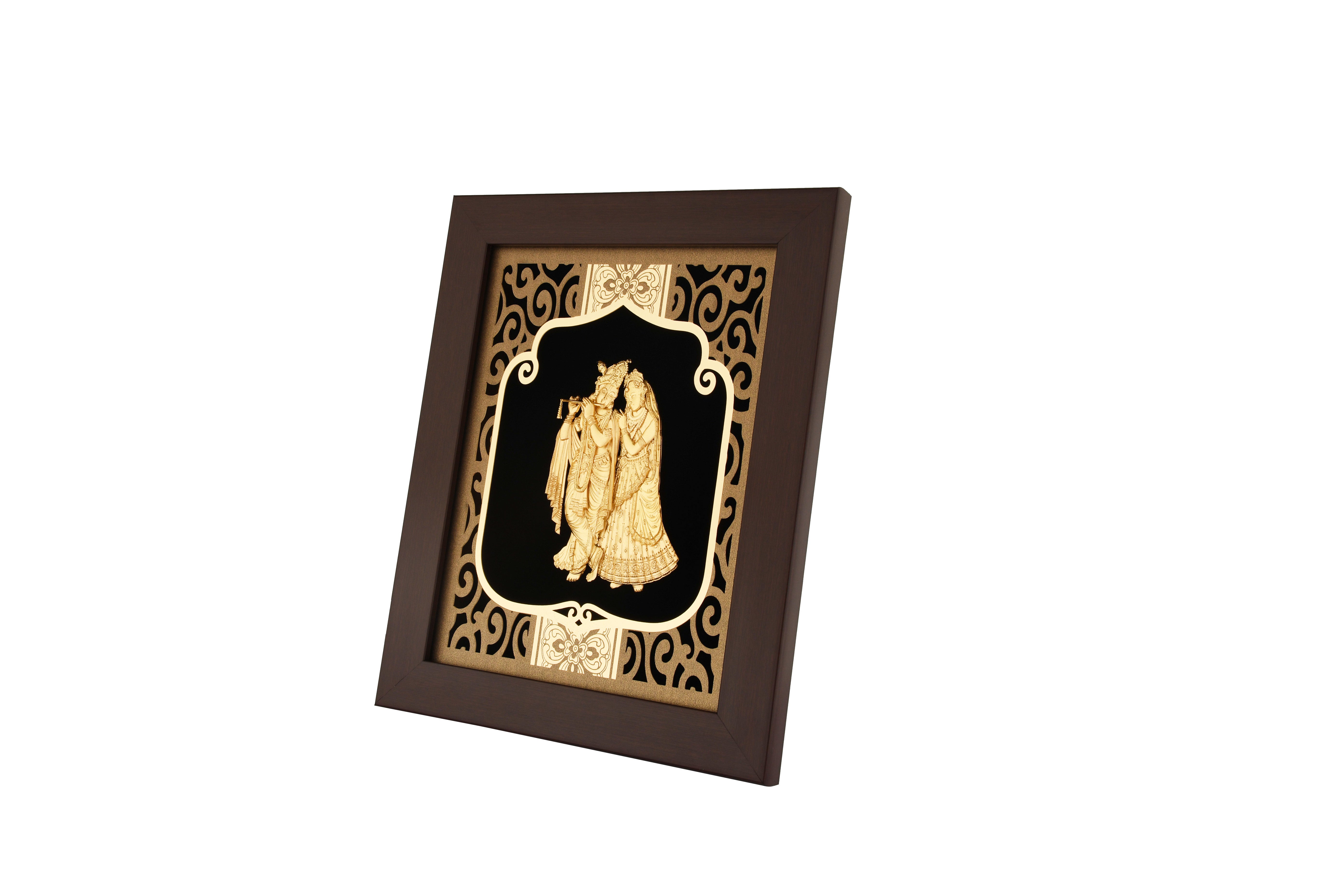Krishna 24K Gold Foil Painting with Burgundy Versatile Frame, 8x10 Inches