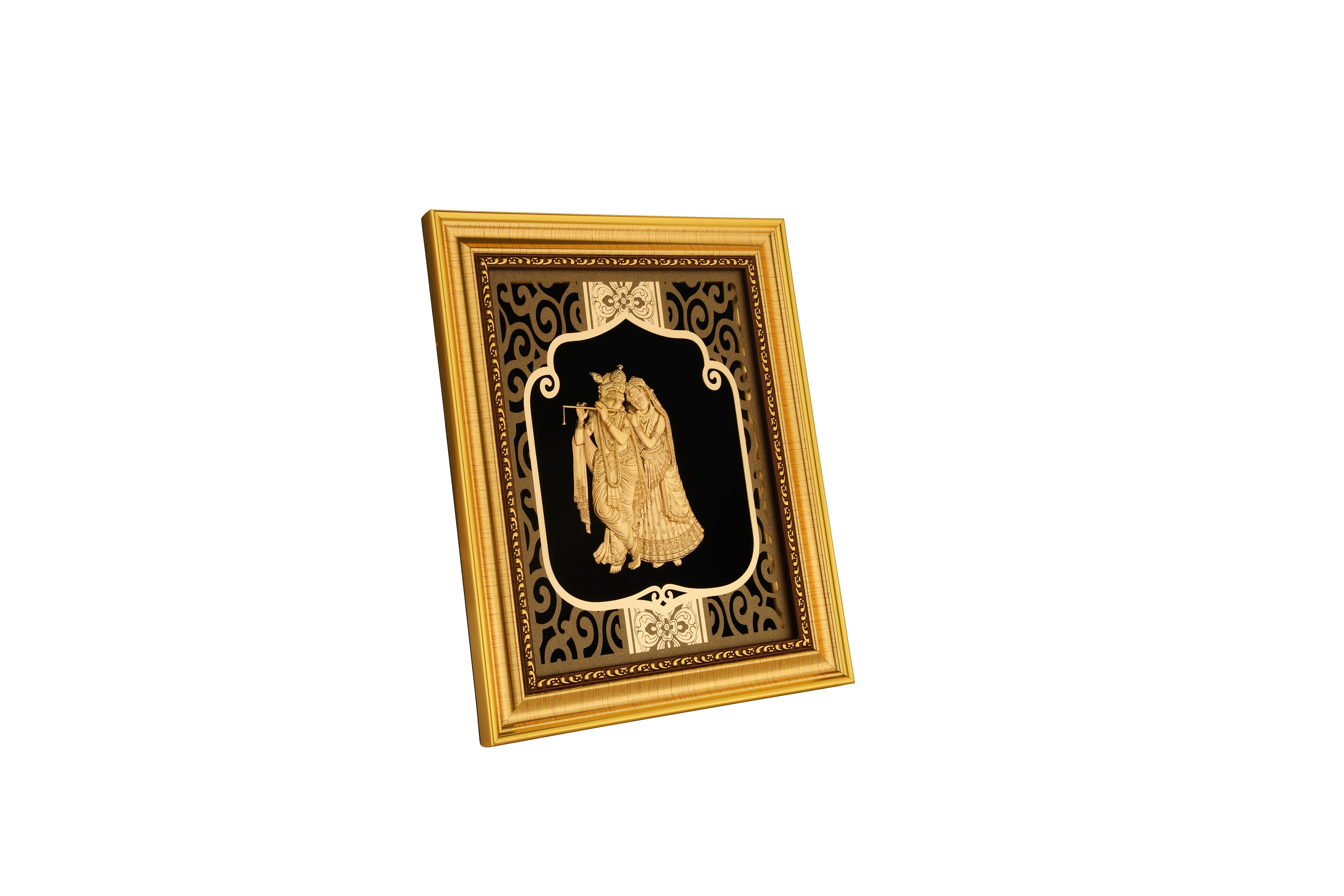 Krishna 24K Gold Foil Painting with Shiny Gold Versatile Frame, 8x10 Inches