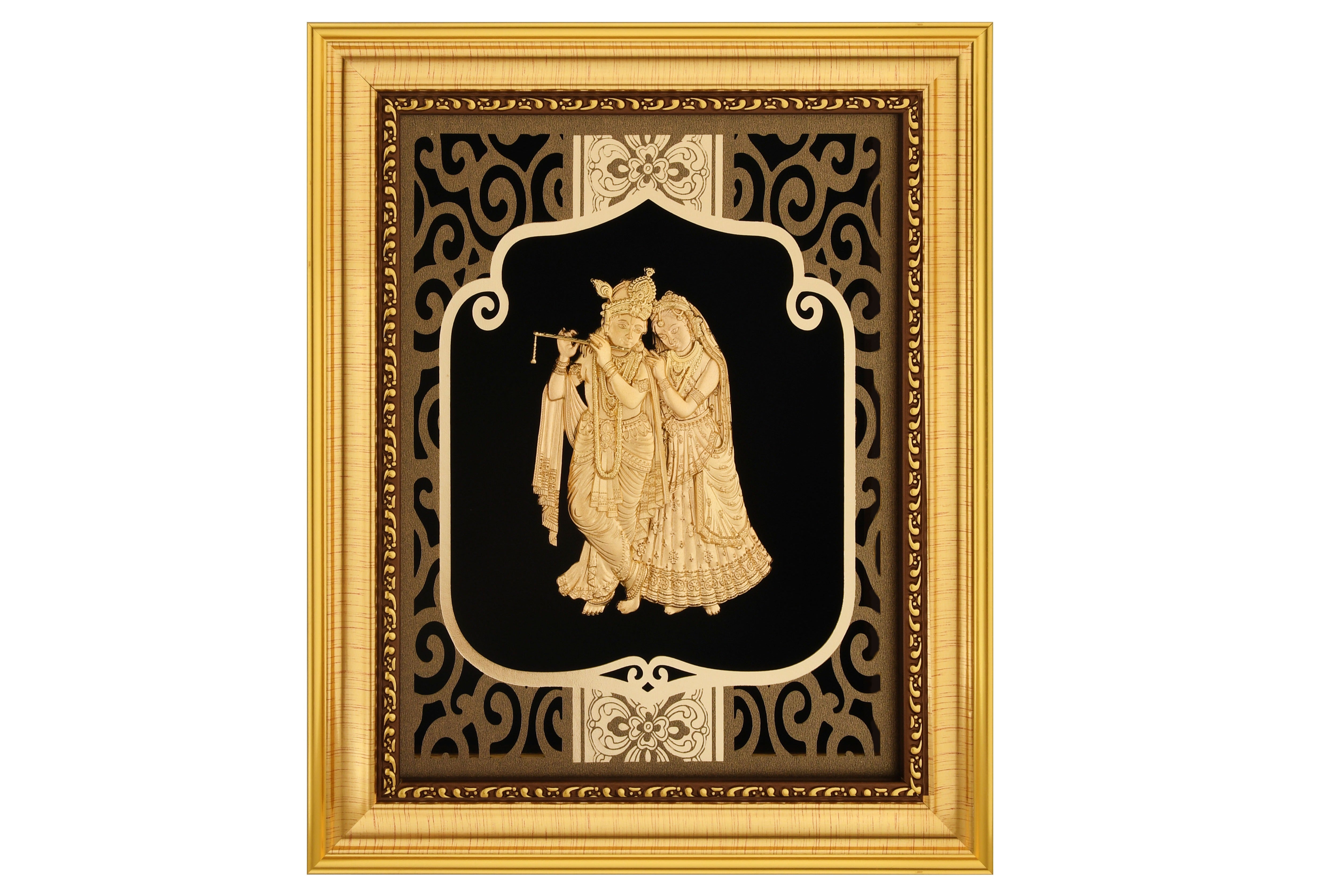 Krishna 24K Gold Foil Painting with Shiny Gold Versatile Frame, 8x10 Inches