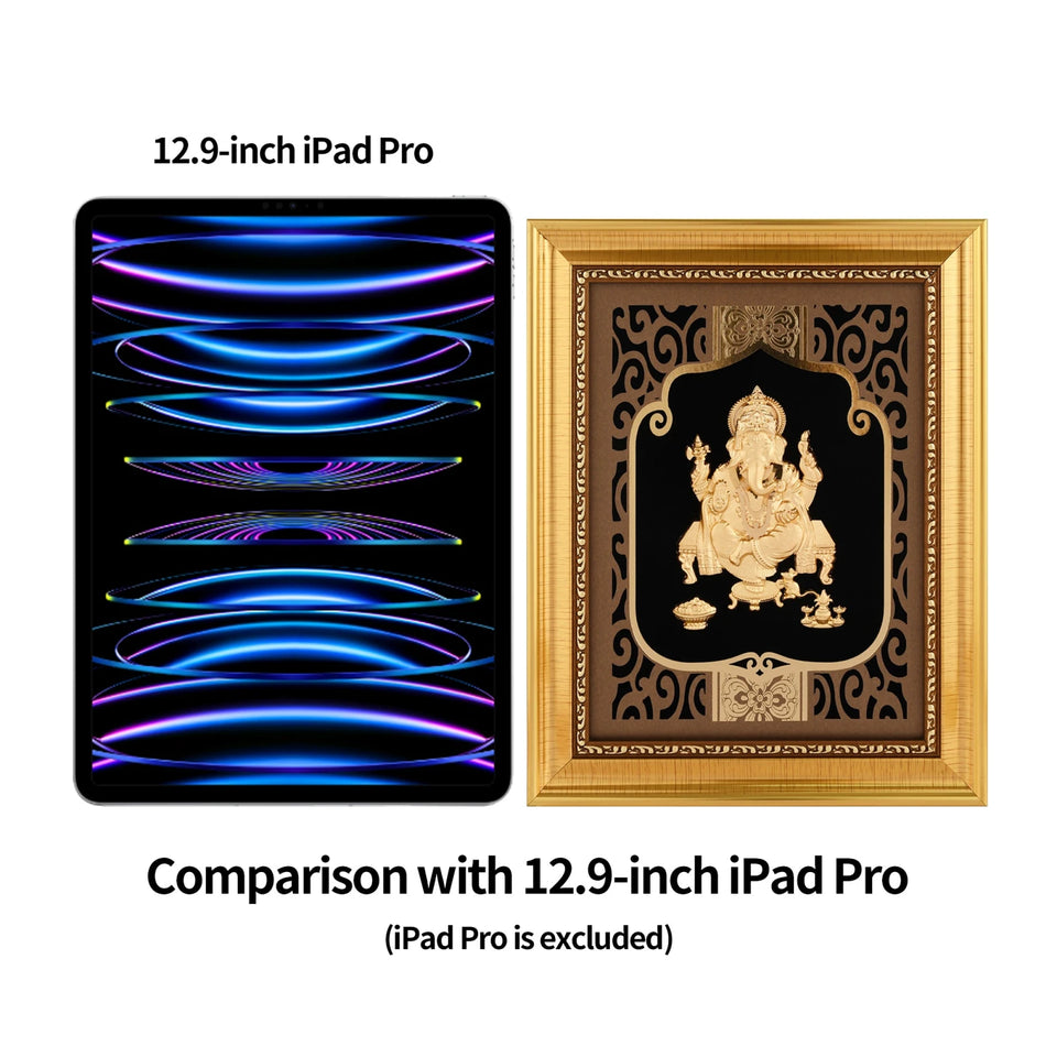 Ganesha 24K Gold Foil Painting with Shiny Gold Versatile Frame, 8x10 Inches