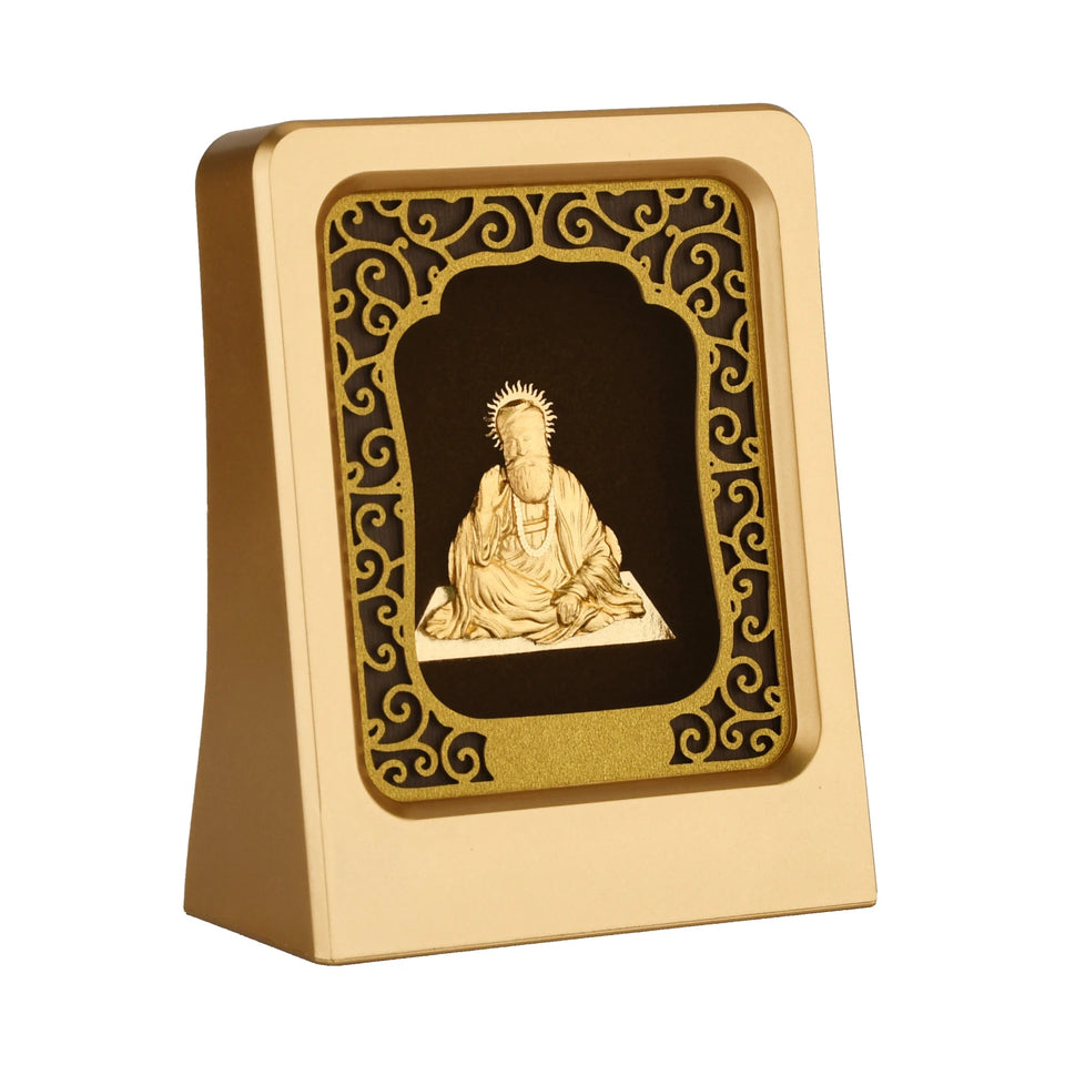 Guru 24K Gold Foil Painting with Matte Gold Tabletop Frame, 2x3 Inches