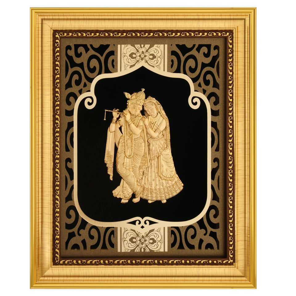 Krishna 24K Gold Foil Painting with Shiny Gold Versatile Frame, 8x10 Inches