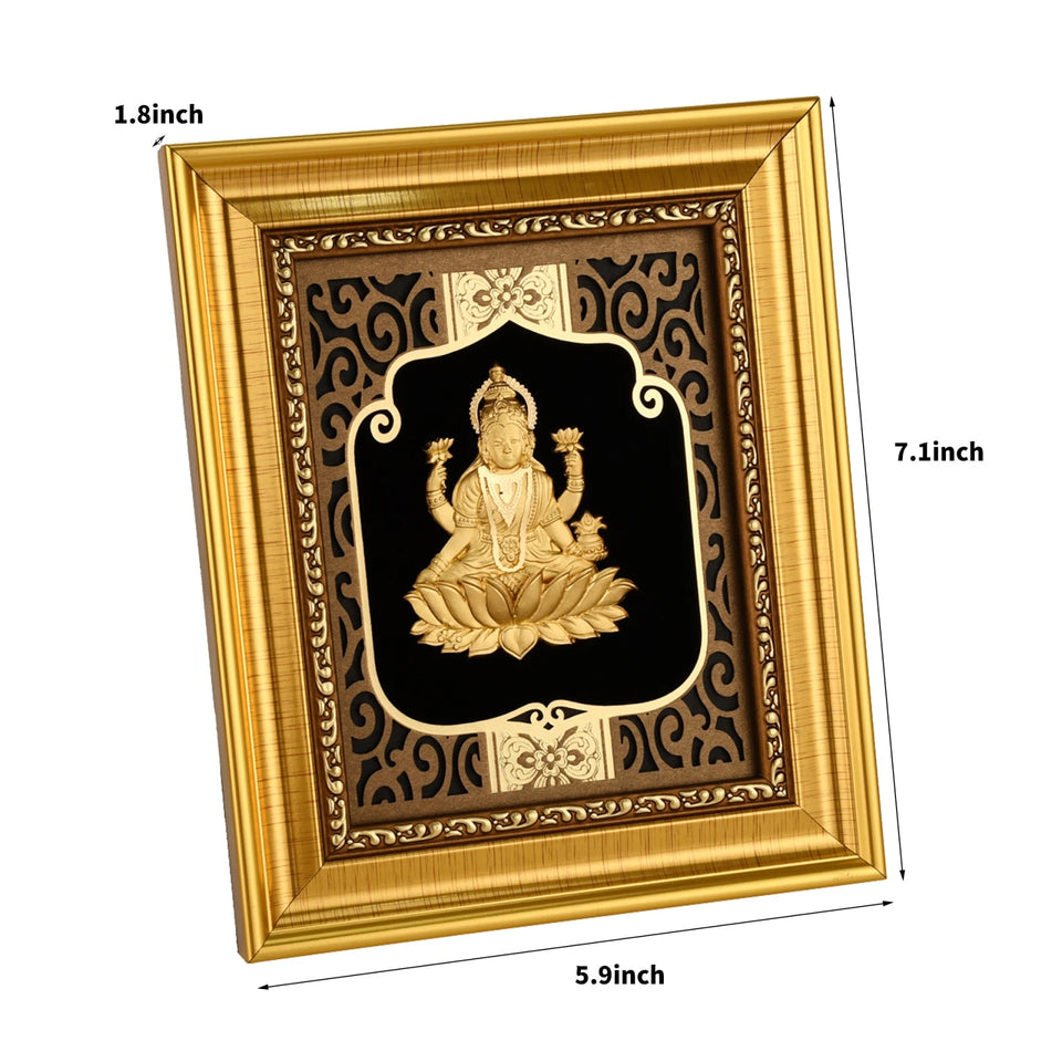 Lakshmi 24K Gold Foil Painting with Shiny Gold Versatile Frame, 6x7 Inches