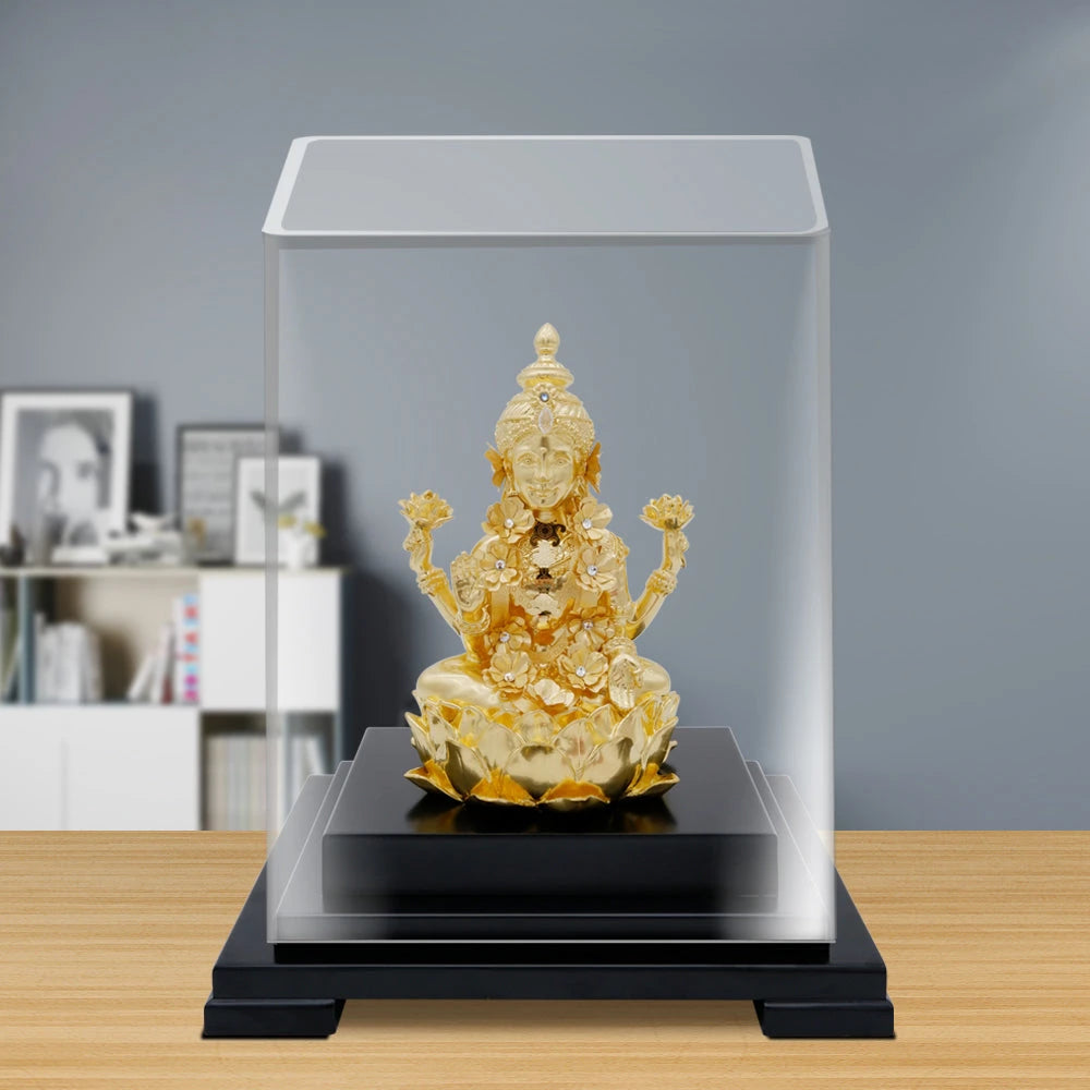Lakshmi 24K Gold Gilded Statue Desk Deco, 6.7x5.3x8.7 Inches