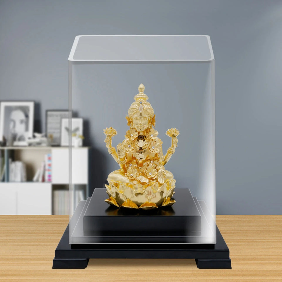 Lakshmi 24K Gold Gilded Statue Desk Deco, 6.7x5.3x8.7 Inches