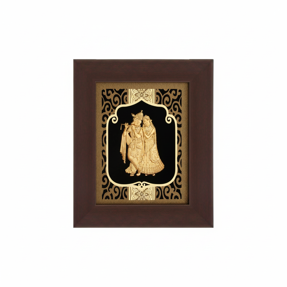 radha-krishna-24k-gold-foil-painting-6x7-burgundy-frame-hero-shot-white-background-moksha-craft