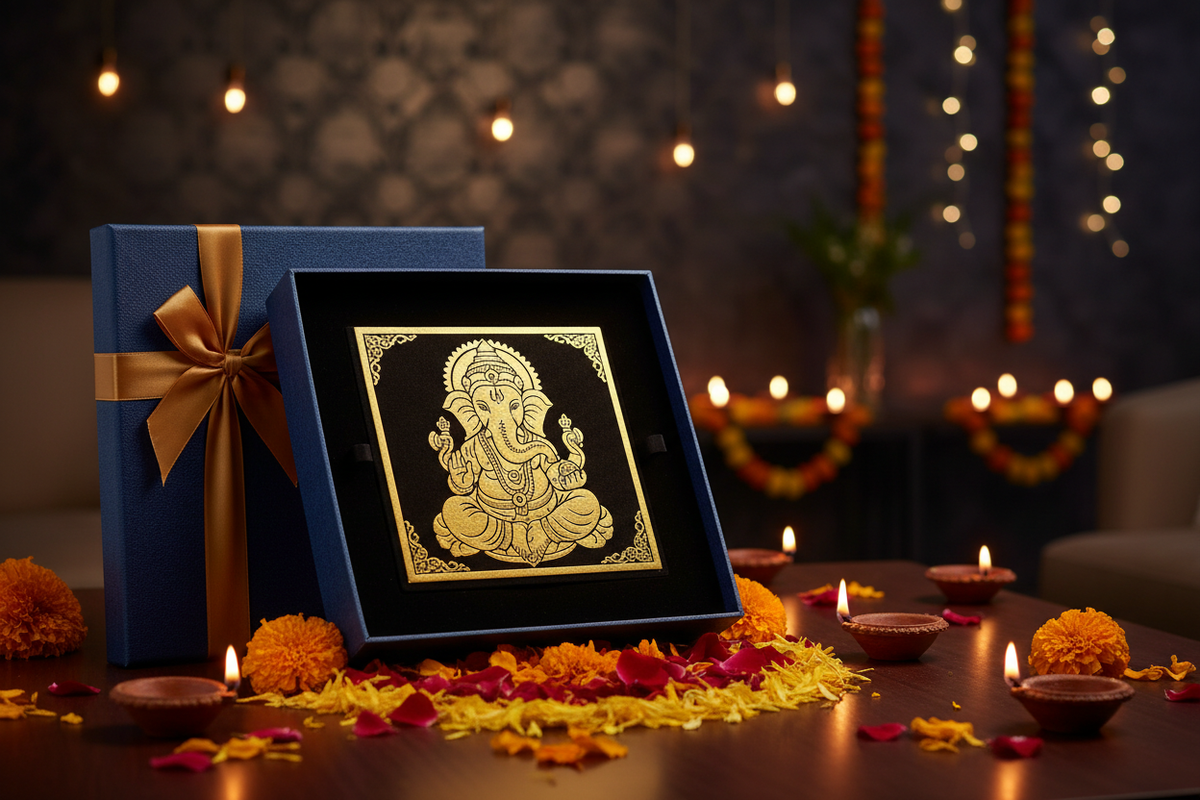 Premium 24K Gold Foil Ganesha Wall Art as Corporate Diwali Gift