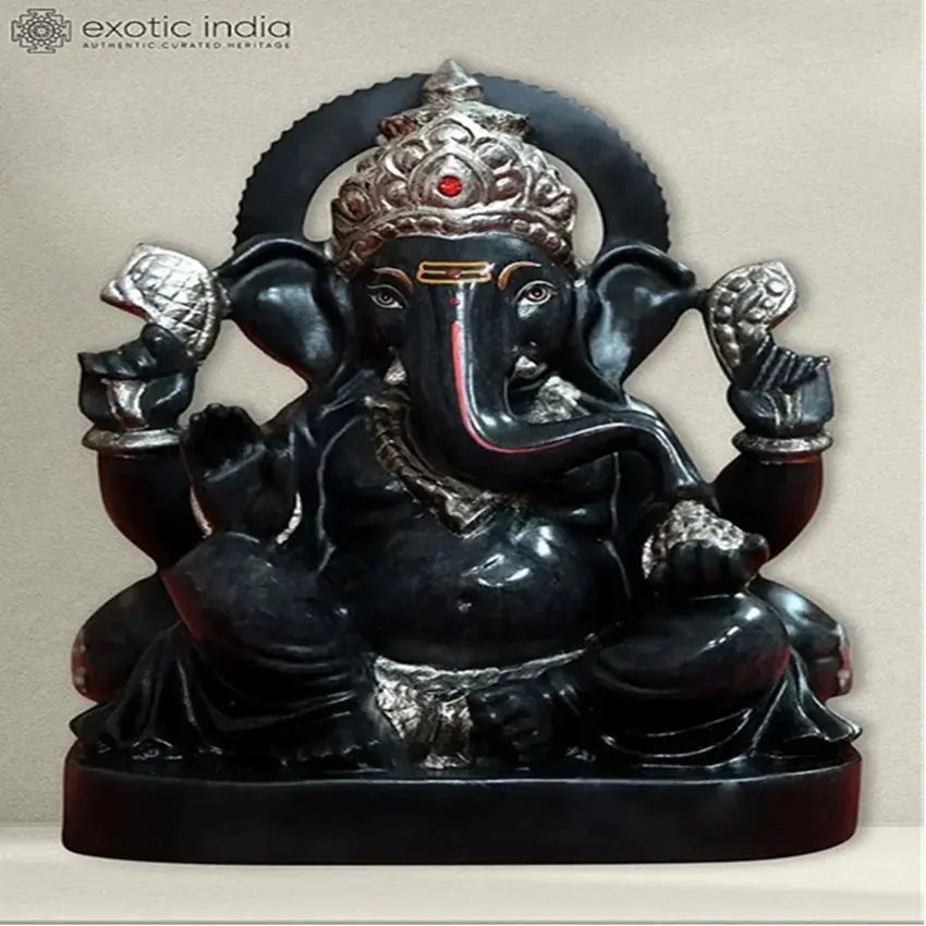 Black Ganesha in smoky obsidian and 24K gold sacred art — Spiritual Meaning & Vastu Benefits | Moksha Craft