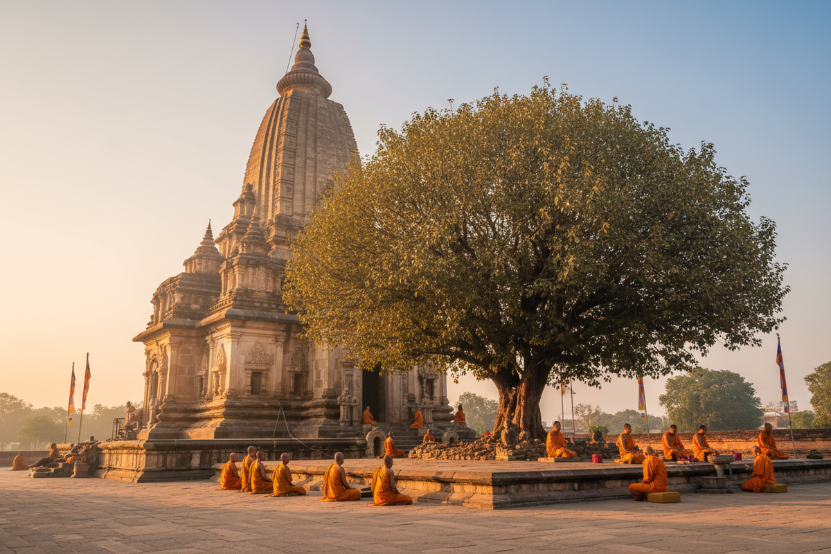 Bodh Gaya Mahabodhi Temple — sacred Buddhist pilgrimage site where Buddha attained enlightenment | Moksha Craft