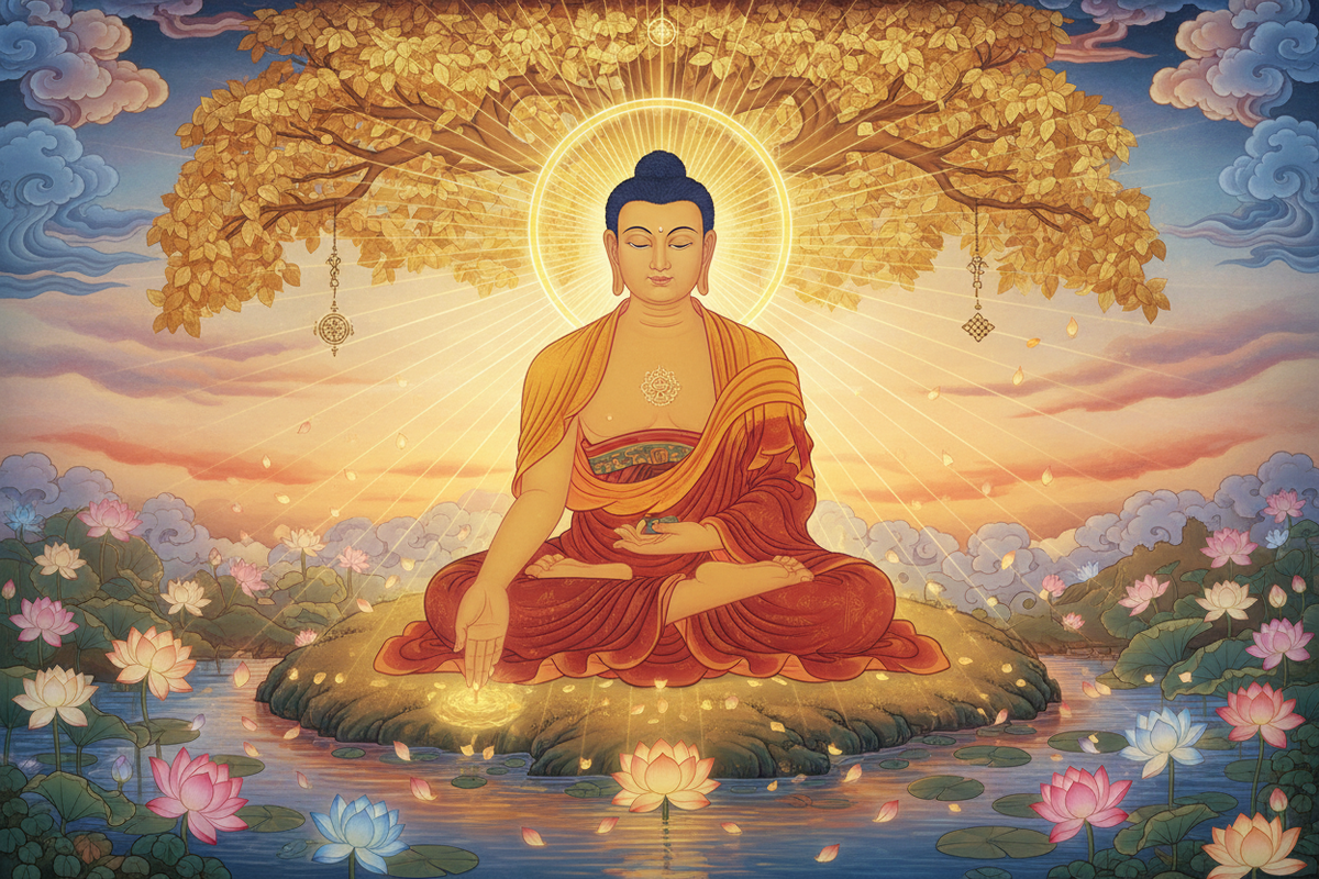 Buddha enlightenment under Bodhi tree — Bhumisparsha Mudra, the earth-touching gesture of awakening | Moksha Craft