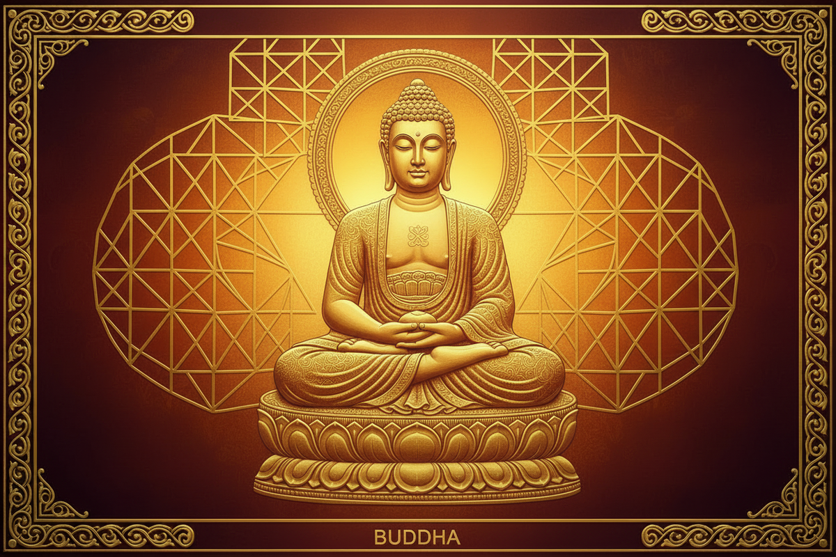 Serene Buddha in meditation in 24K gold sacred art — Vastu placement guide for home | Moksha Craft