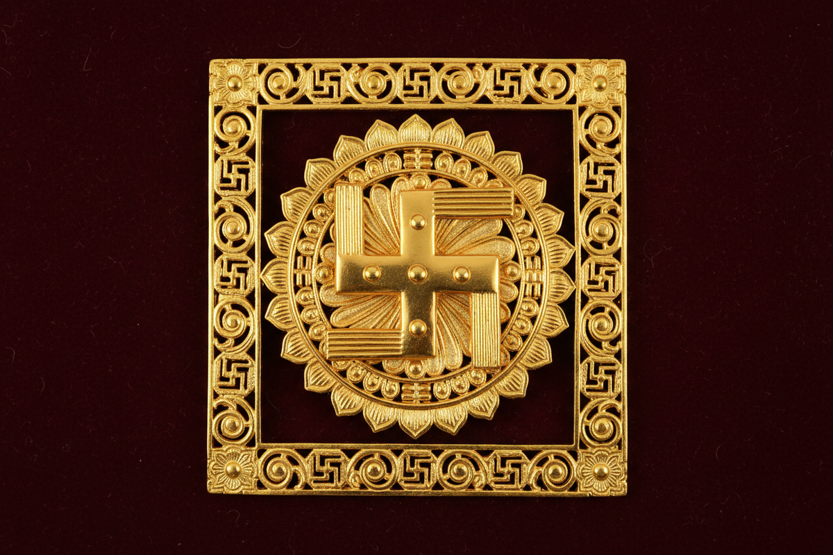 Hindu Swastika in 24K gold — ancient sacred symbol of auspiciousness and prosperity | Moksha Craft