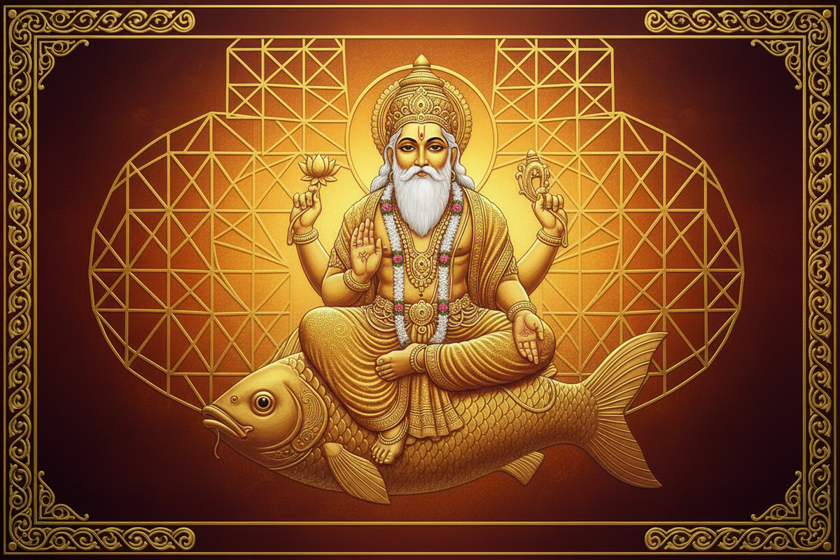 Lord Jhulelal in 24K gold sacred art — divine protector of the Sindhi community | Moksha Craft