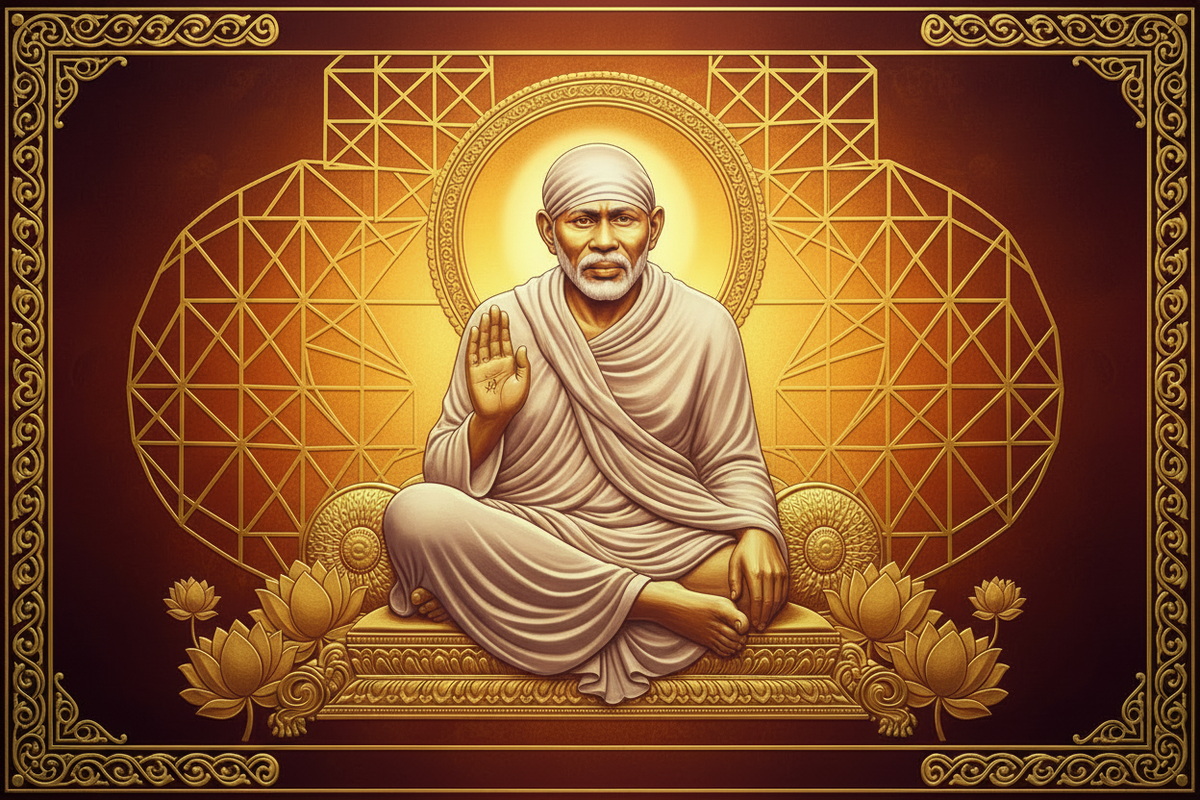 Shirdi Sai Baba in 24K gold sacred art — the saint of compassion and selflessness | Moksha Craft