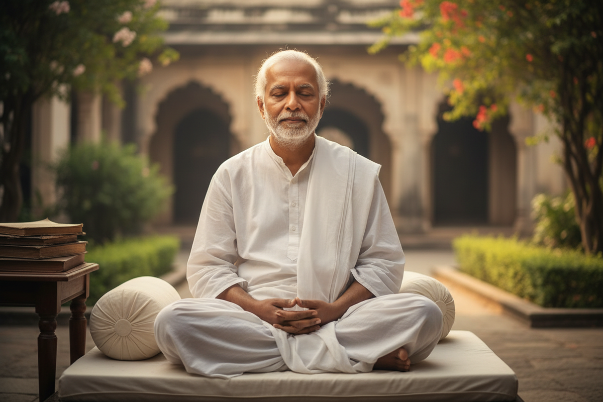 Sri Aurobindo — Indian sage, philosopher and spiritual master in meditation | Moksha Craft