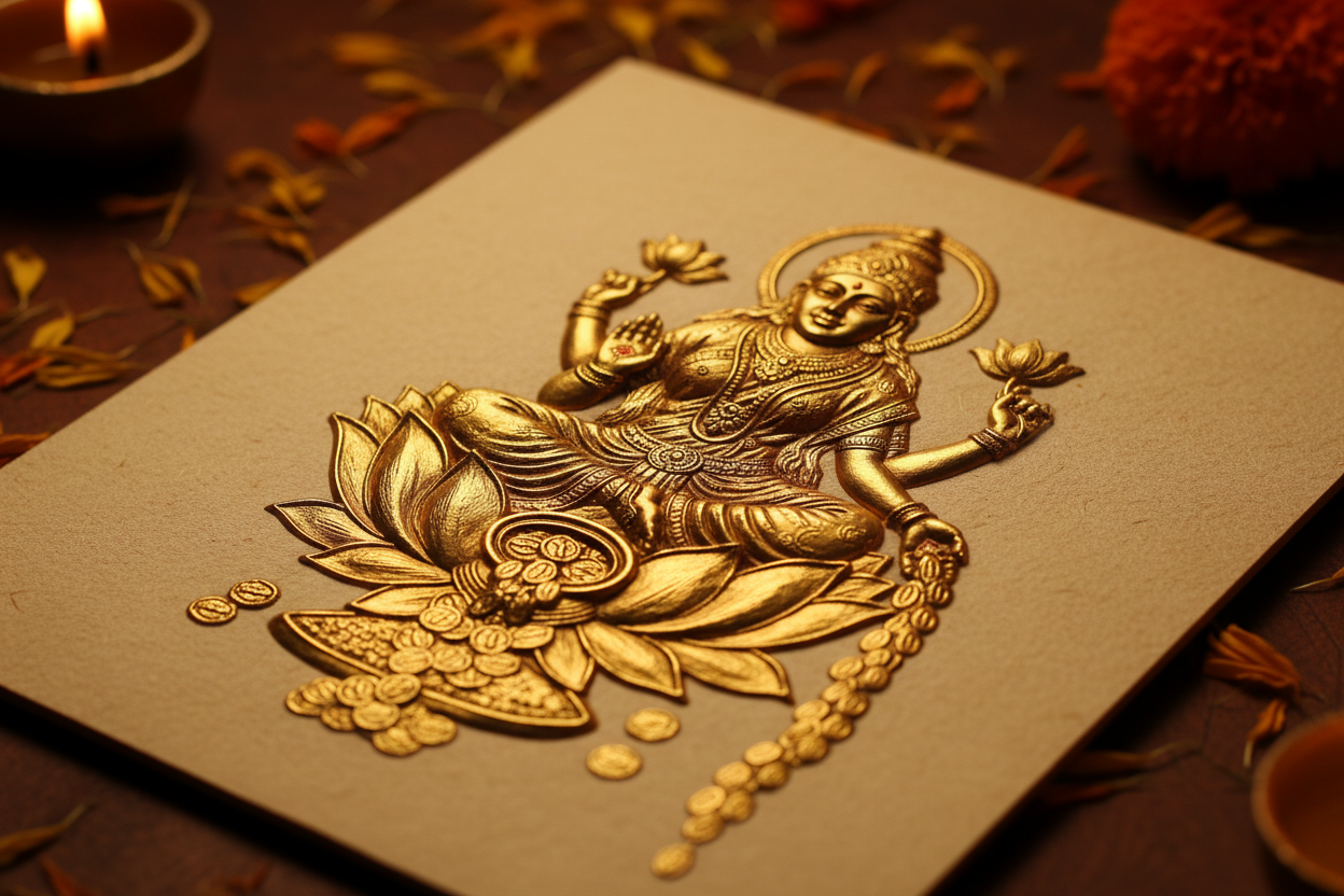 Lakshmi 24K Gold Foil Painting