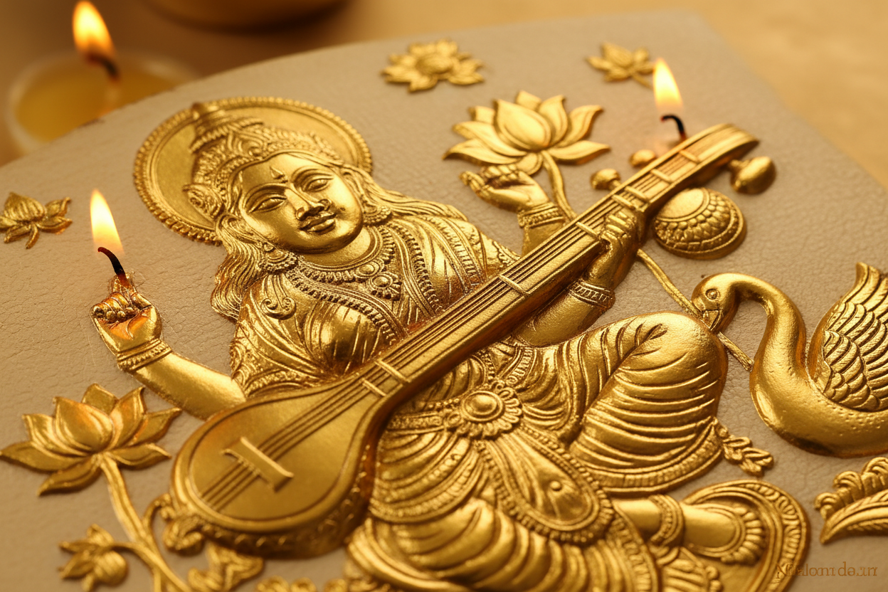 Saraswati 24K Gold Foil Painting