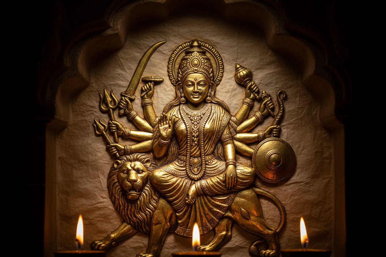 Durga 24K Gold Foil Painting