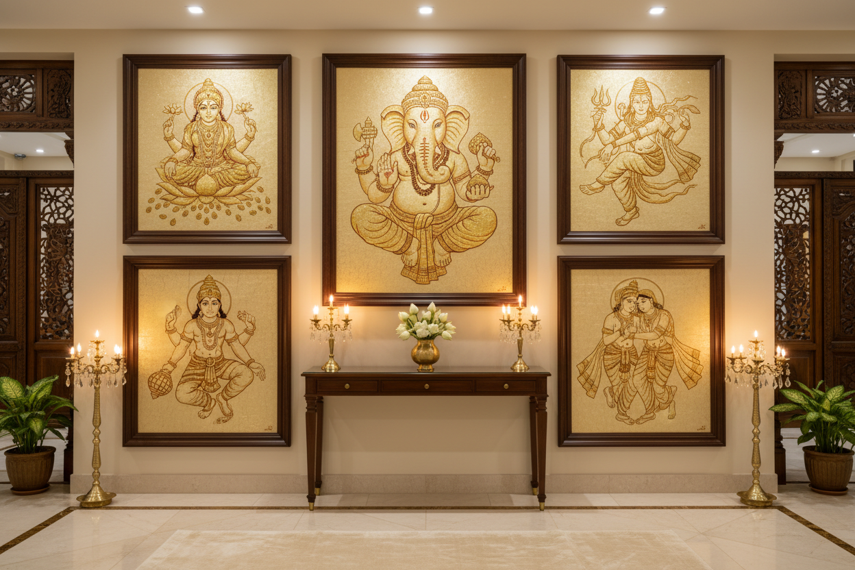 Hindu God Paintings — 24K Gold Foil Sacred Art