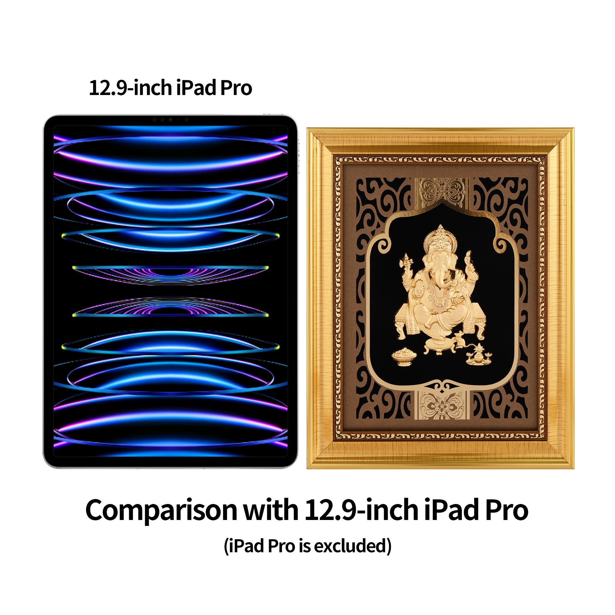 Ganesha 24K Gold Foil Painting with Shiny Gold Versatile Frame, 8x10 Inches