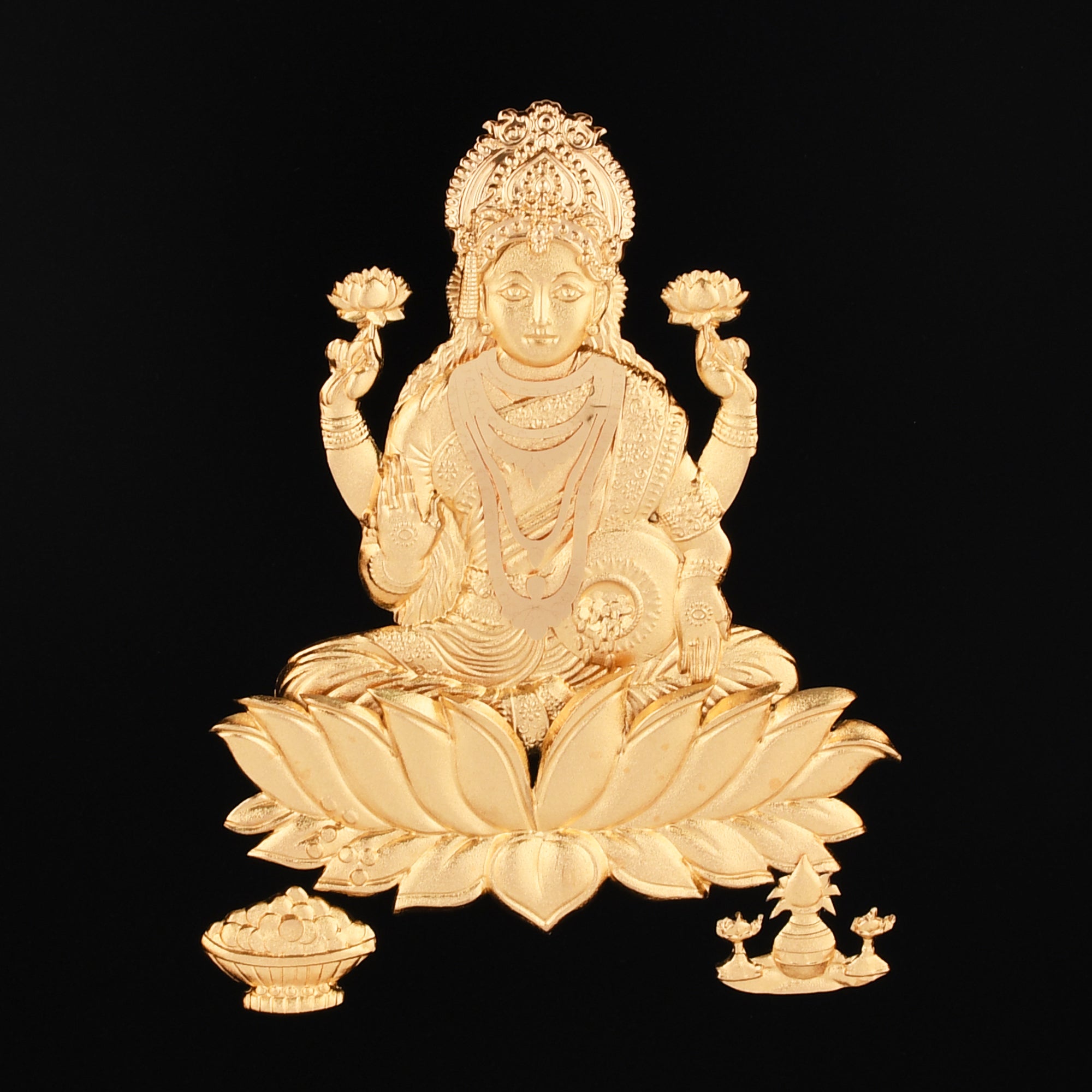 Lakshmi 24K Gold Foil Painting with Shiny Gold Versatile Frame, 8x10 Inches