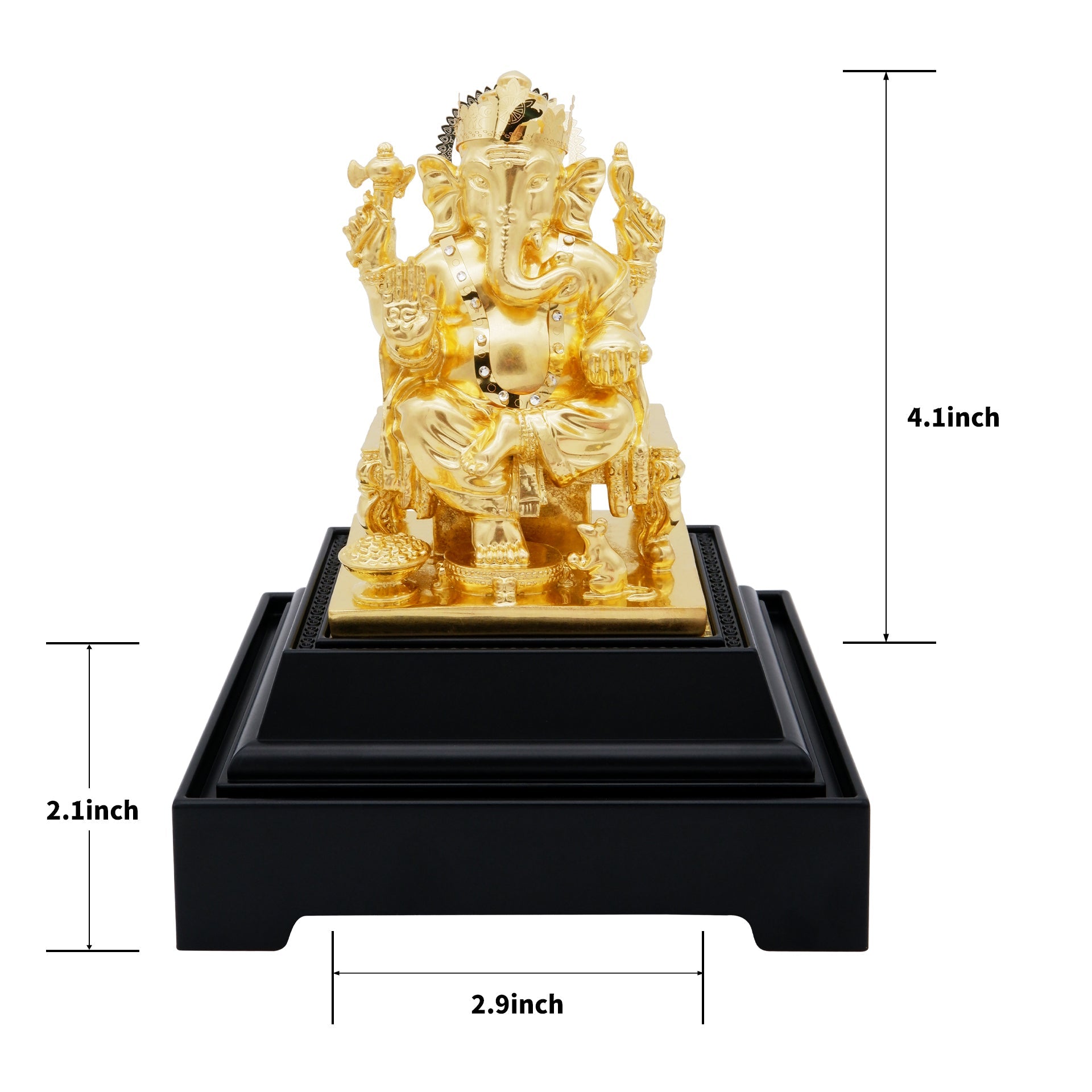 Ganesha 24K Gold Gilded Statue Desk Deco, 4.7x4.1x7.5 Inches