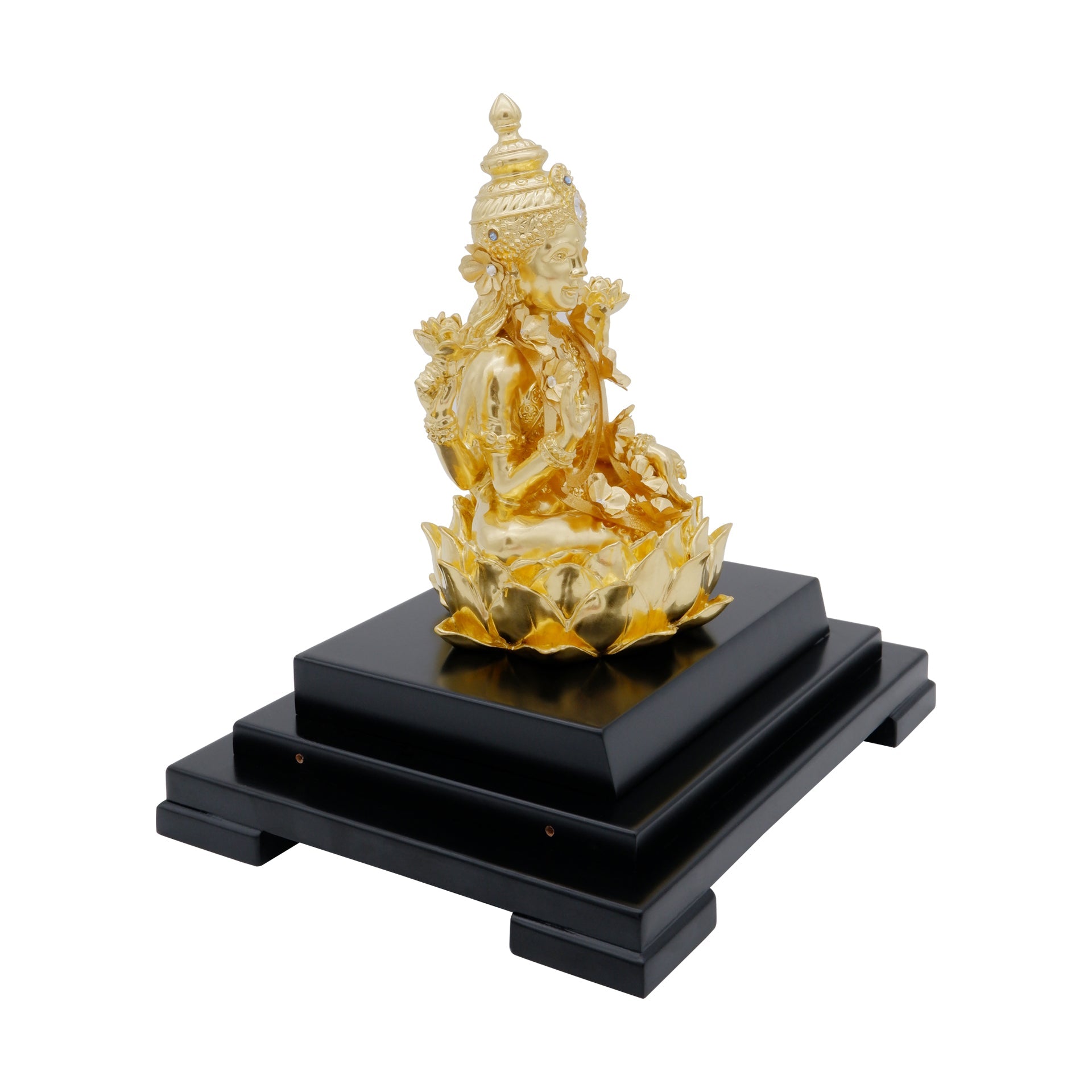 Lakshmi 24K Gold Gilded Statue Desk Deco, 6.7x5.3x8.7 Inches