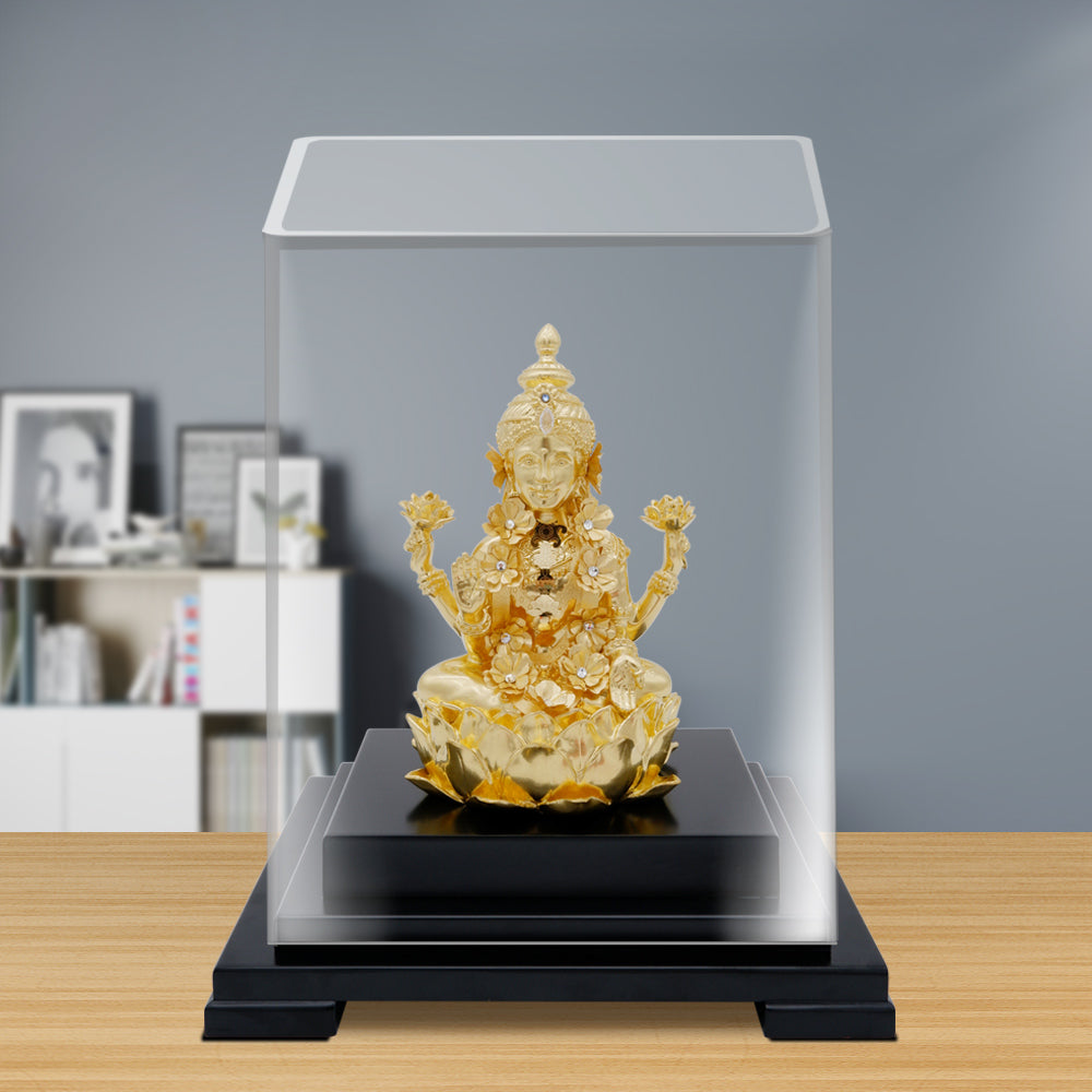 Lakshmi 24K Gold Gilded Statue Desk Deco, 6.7x5.3x8.7 Inches