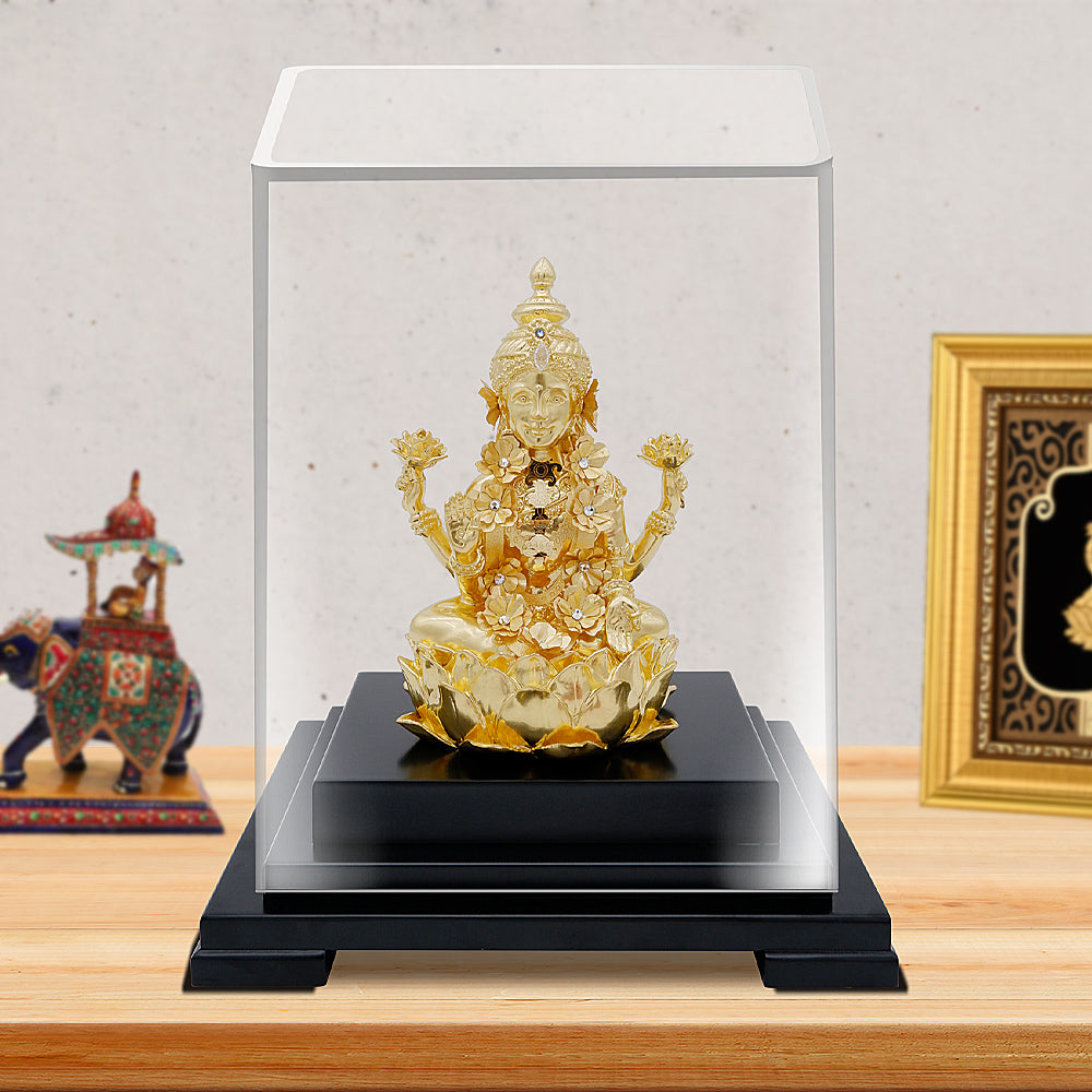 Lakshmi 24K Gold Gilded Statue Desk Deco, 6.7x5.3x8.7 Inches
