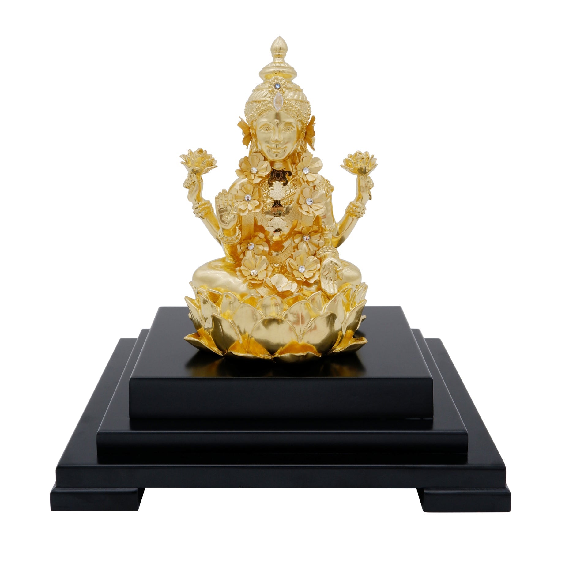 Lakshmi 24K Gold Gilded Statue Desk Deco, 6.7x5.3x8.7 Inches