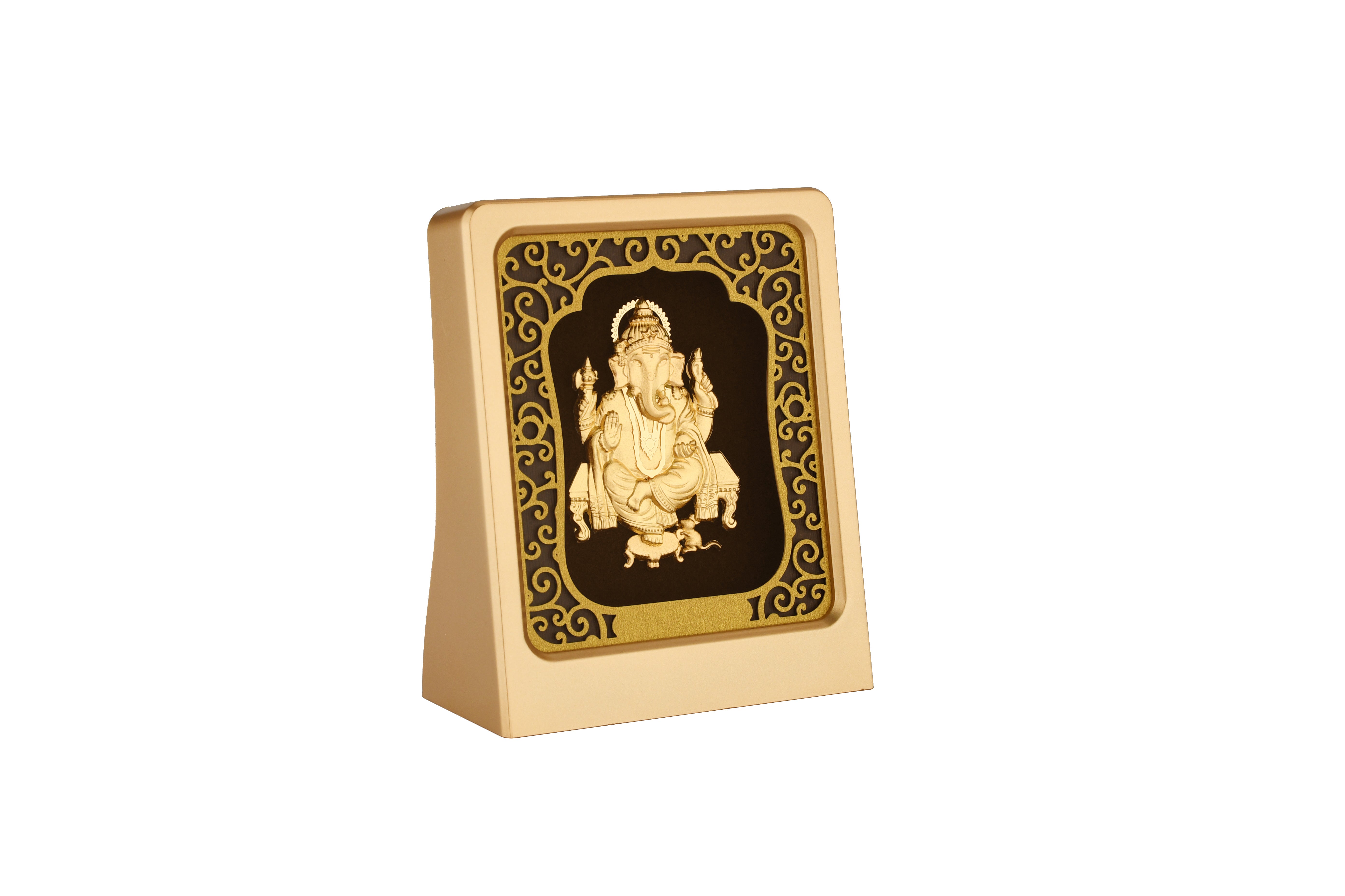 Ganesha 24K Gold Foil Painting with Shiny Gold Versatile Frame, 3x4 Inches