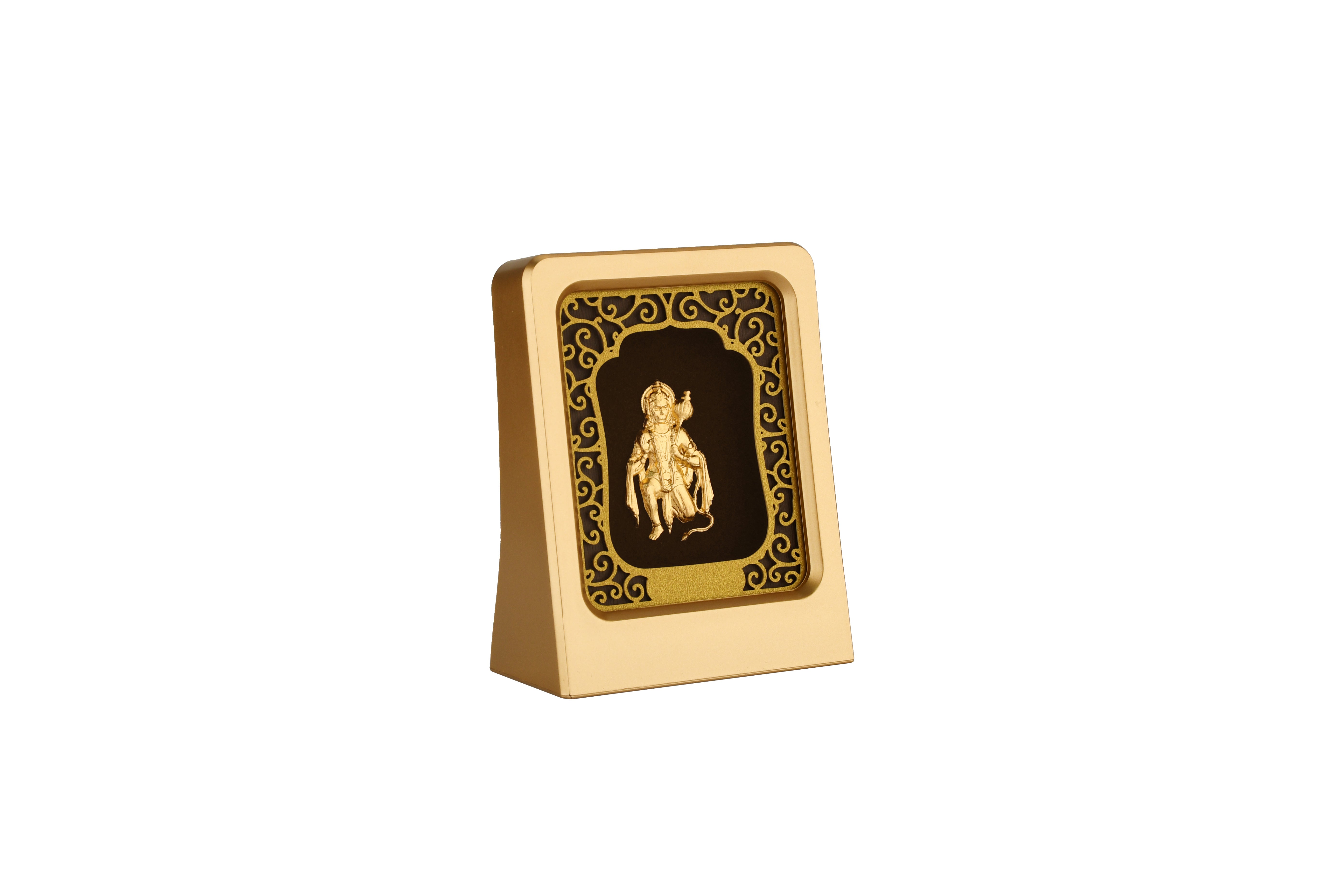 Hanuman 24K Gold Foil Painting with Matte Gold Tabletop Frame, 2x3 Inches
