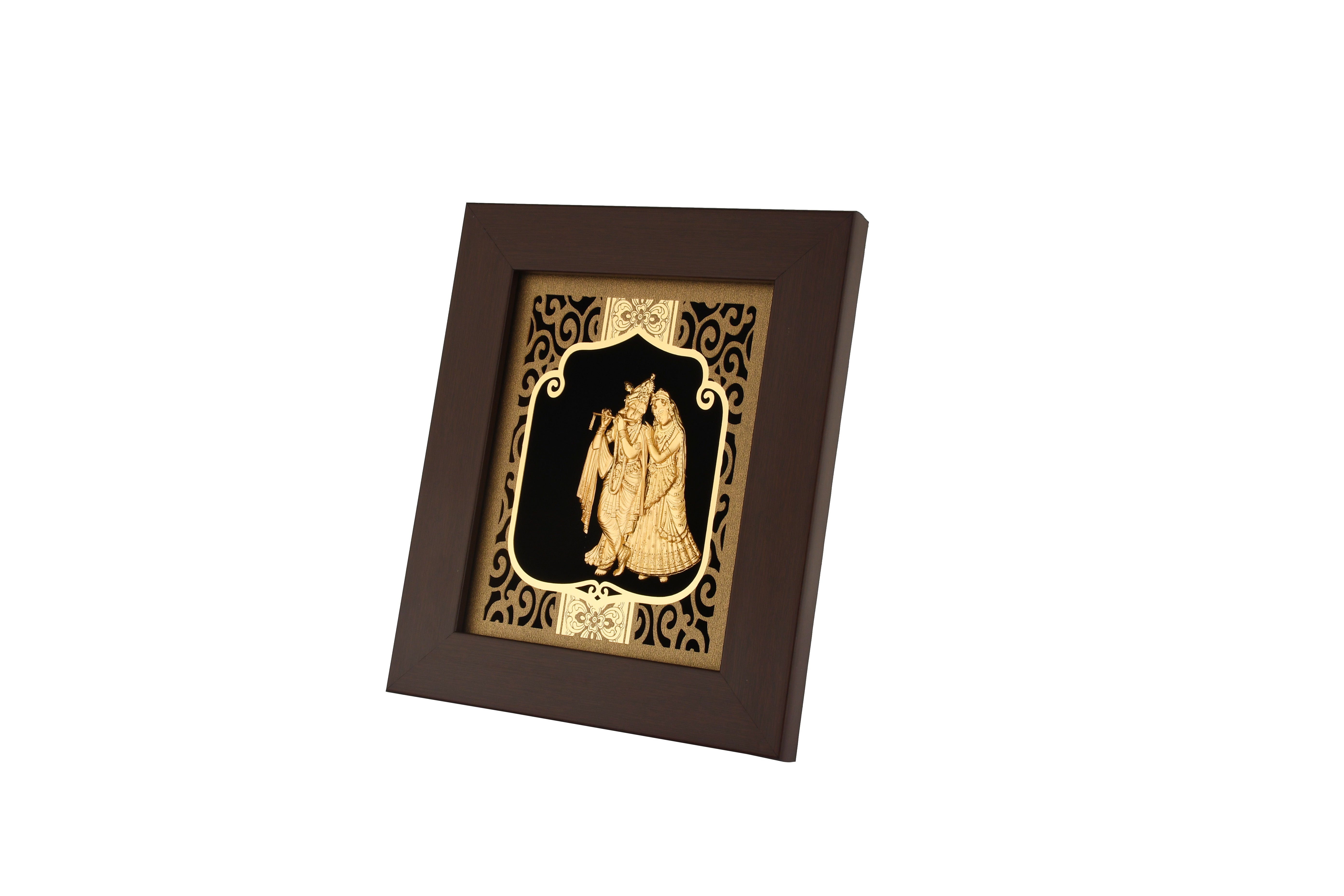 Krishna 24K Gold Foil Painting with Burgundy Versatile Frame, 6x7 Inches
